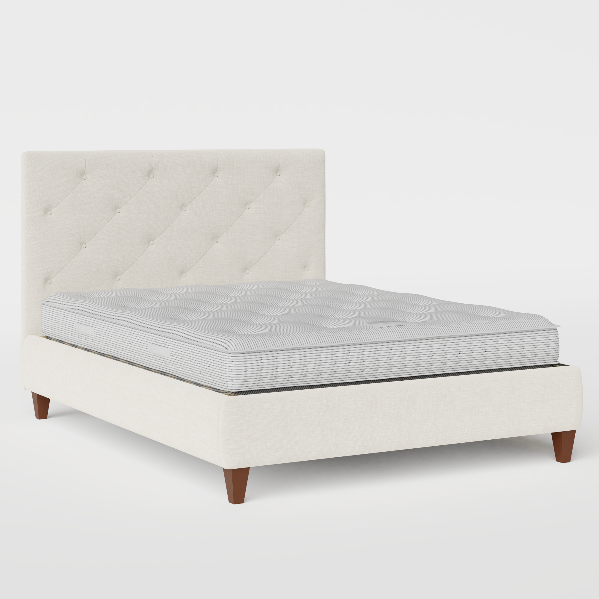 Yushan Deep Buttoned upholstered bed in mist fabric