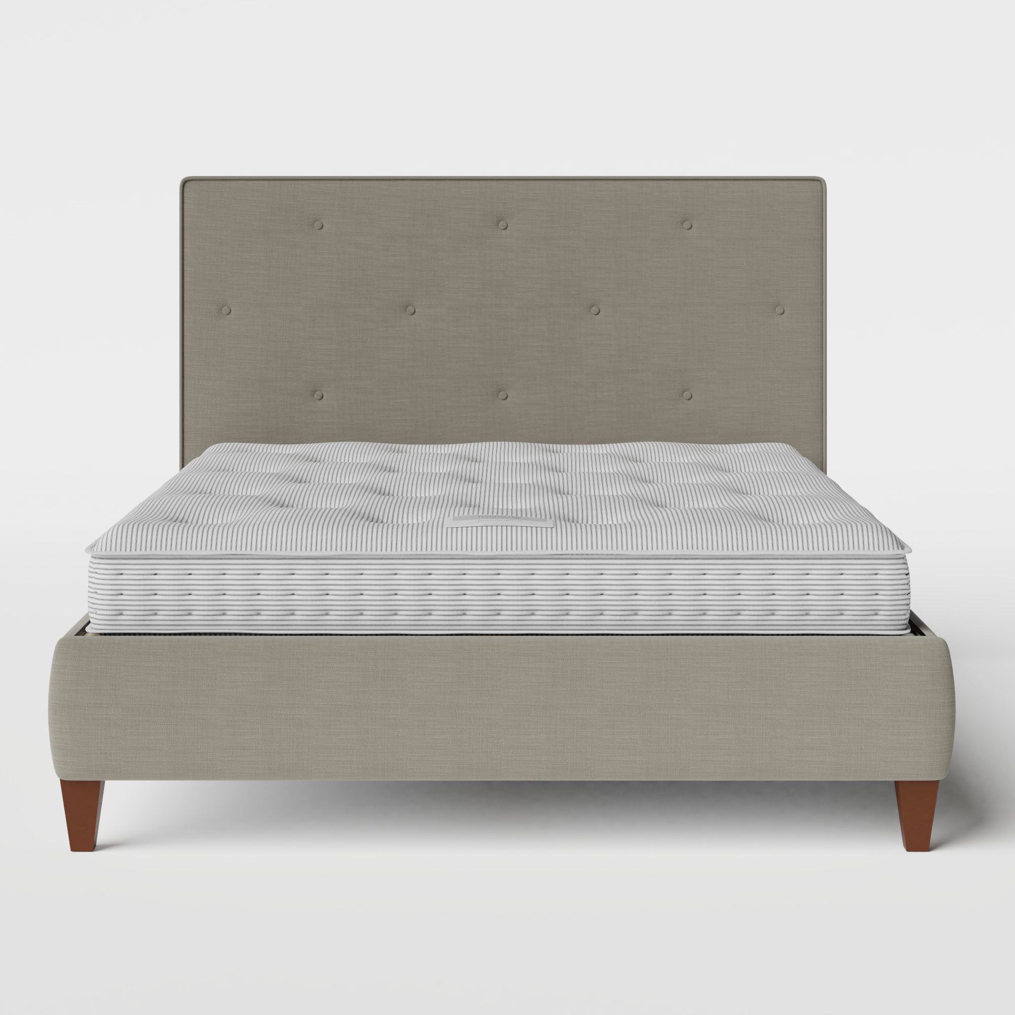 Yushan Buttoned Diagonal upholstered bed in grey fabric with Juno mattress