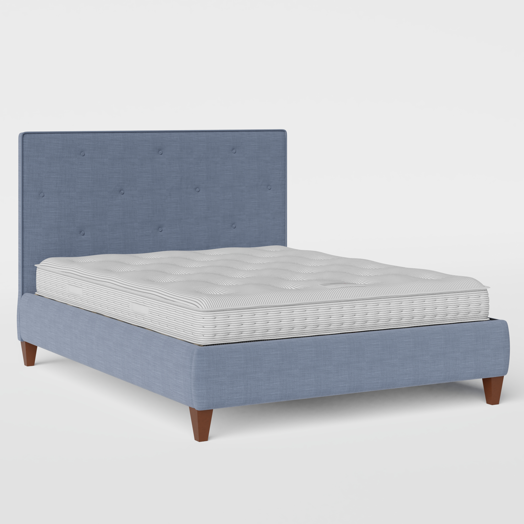 Yushan Buttoned Diagonal upholstered bed in blue fabric