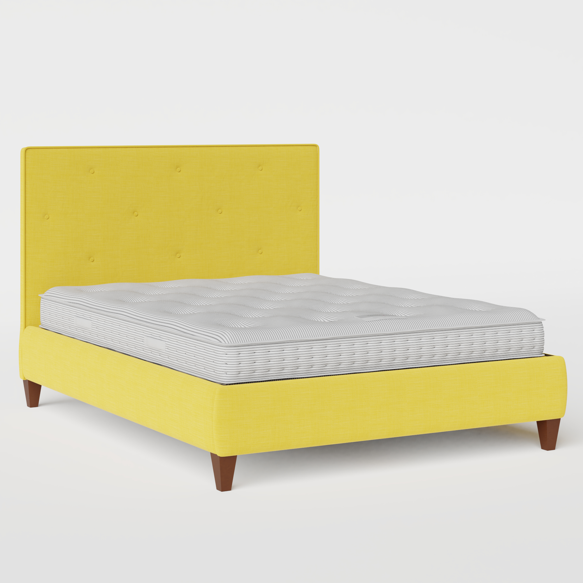 Yushan Buttoned Diagonal upholstered bed in sunflower fabric