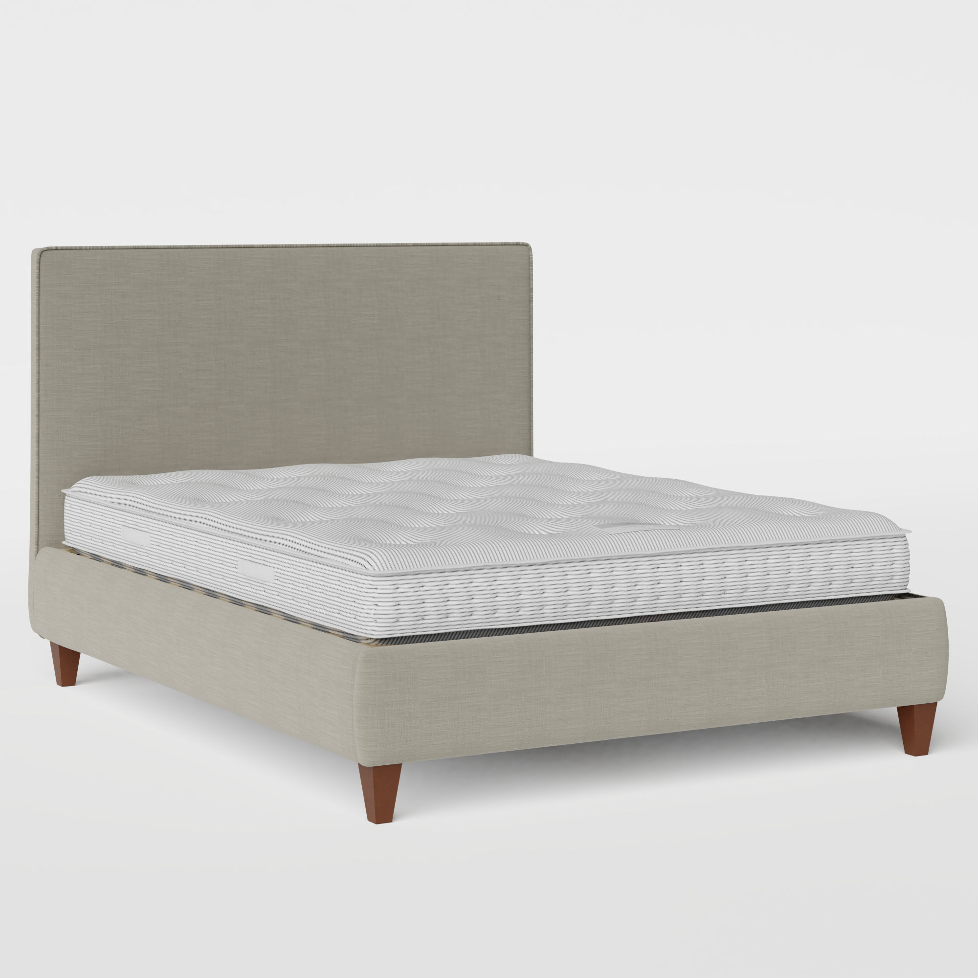 Yushan with Piping upholstered bed in grey fabric