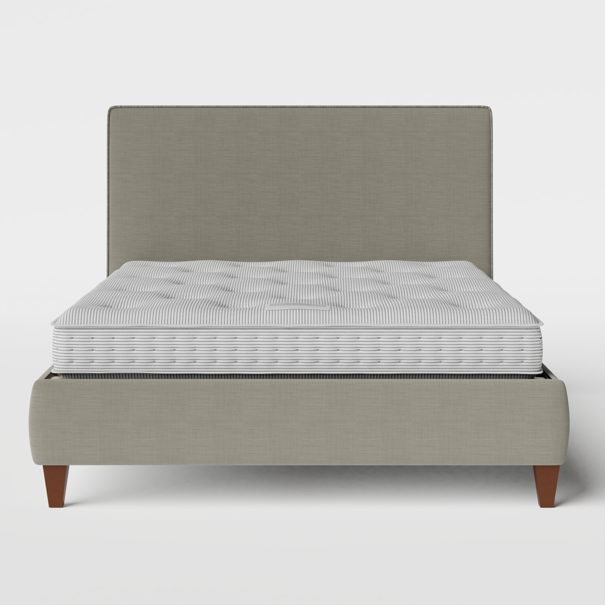 Yushan with Piping upholstered bed in grey fabric with Juno mattress