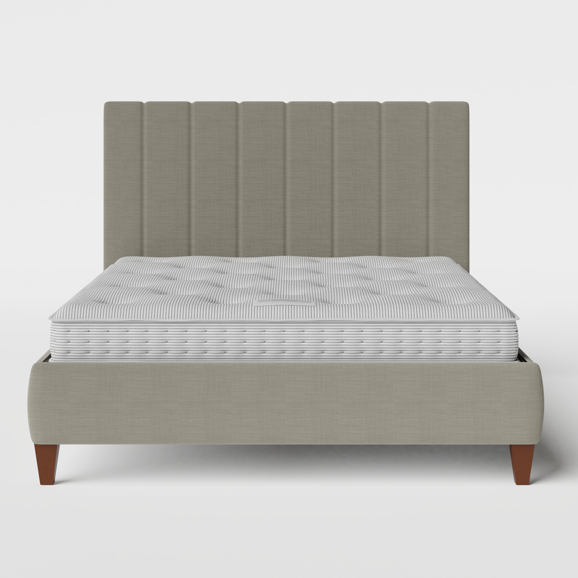 Yushan Pleated upholstered bed in grey fabric with Juno mattress
