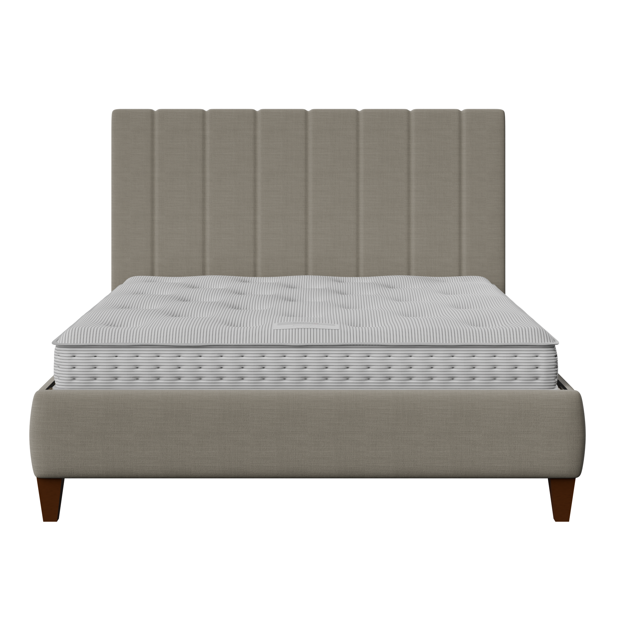 Yushan Pleated upholstered bed in grey fabric with Juno mattress