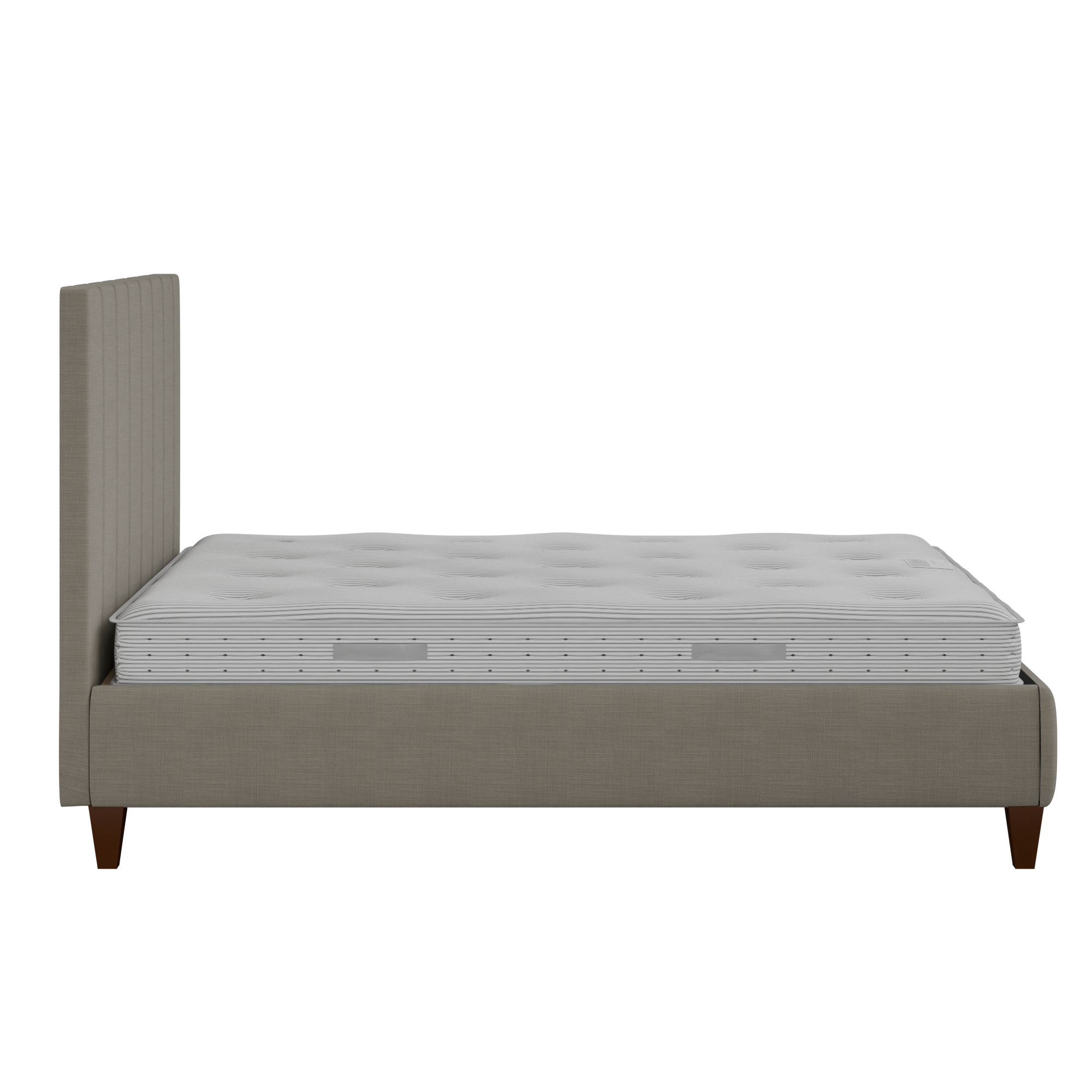 Yushan Pleated letto imbottito in tessuto grigio con materasso