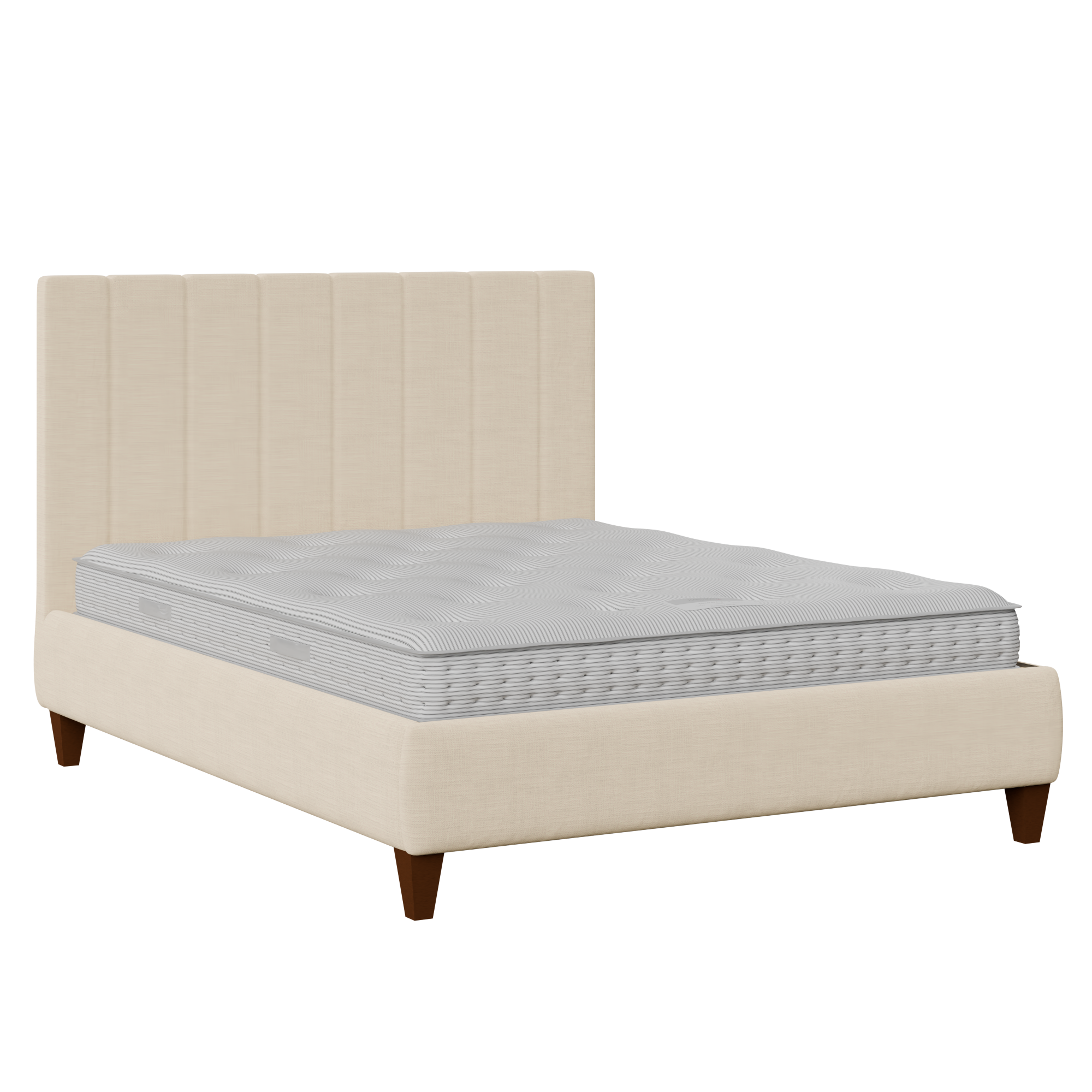 Yushan Pleated upholstered bed in natural fabric