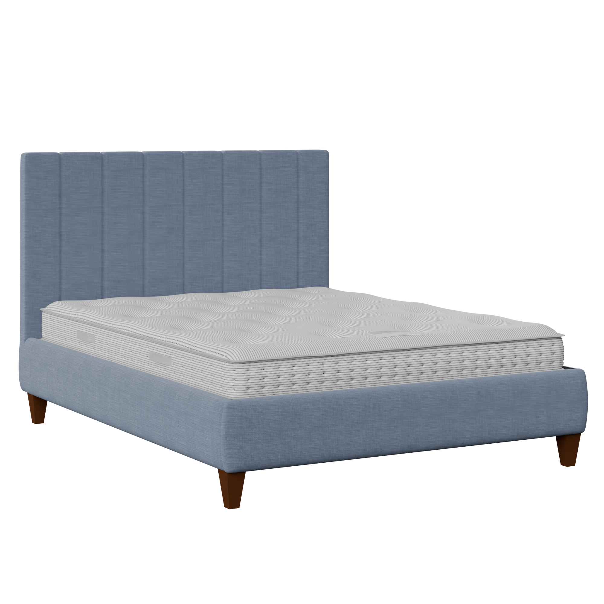 Yushan Pleated upholstered bed in blue fabric