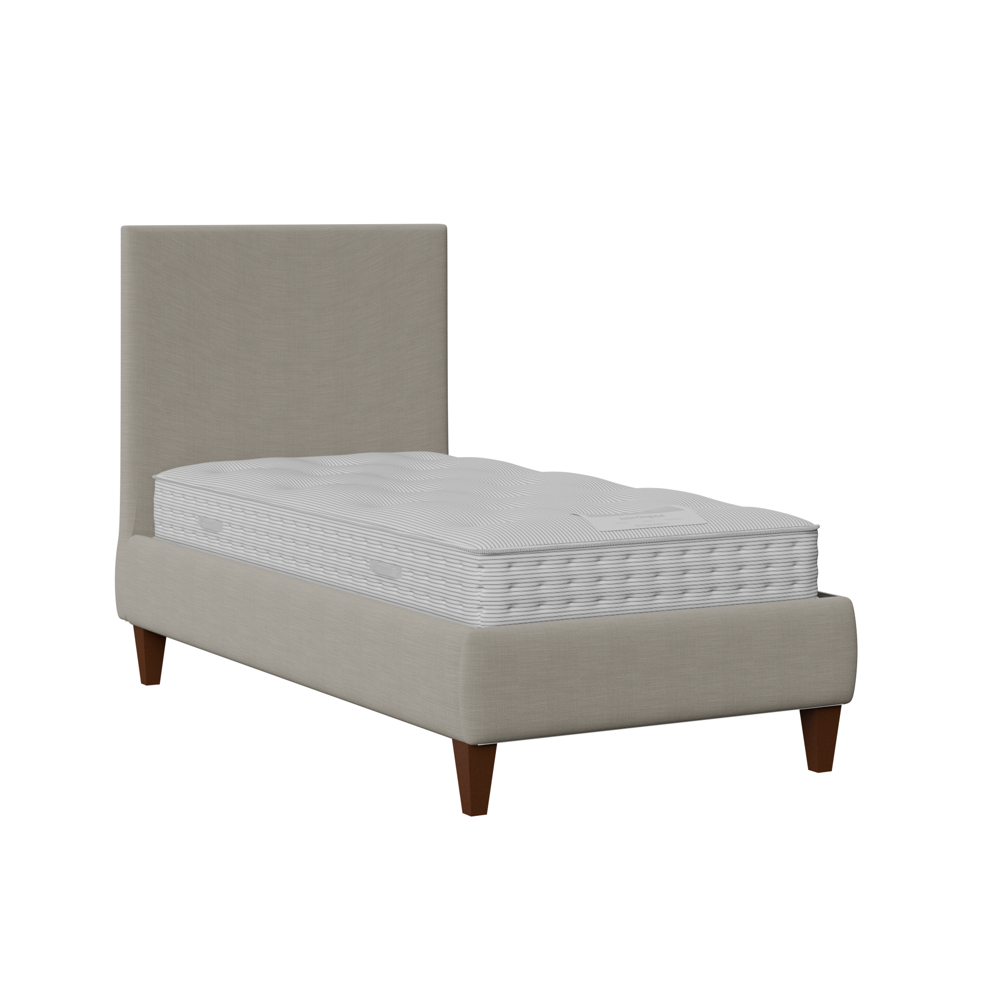 Yushan cama individual tapizada en tela gris