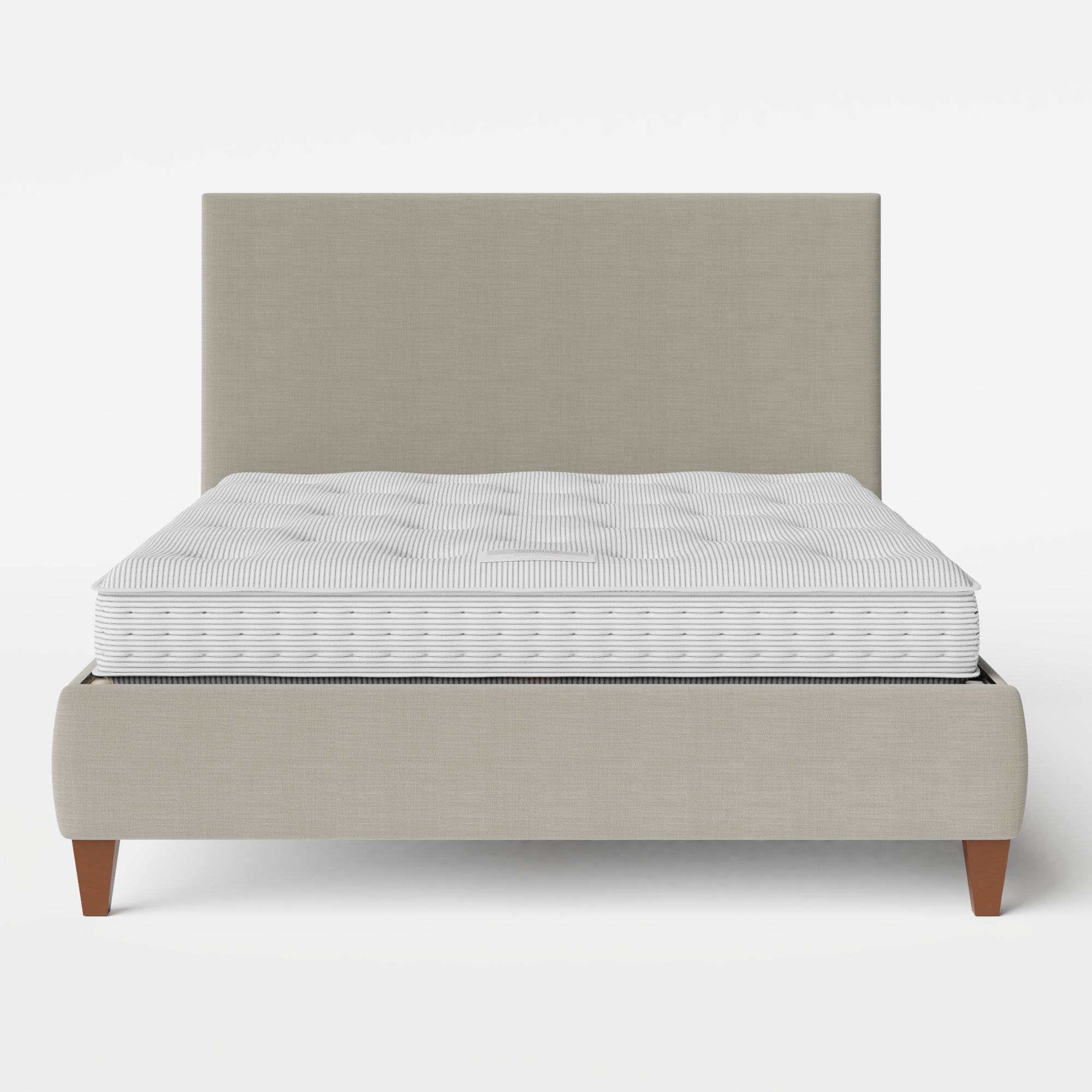 Yushan upholstered bed in grey fabric with Juno mattress