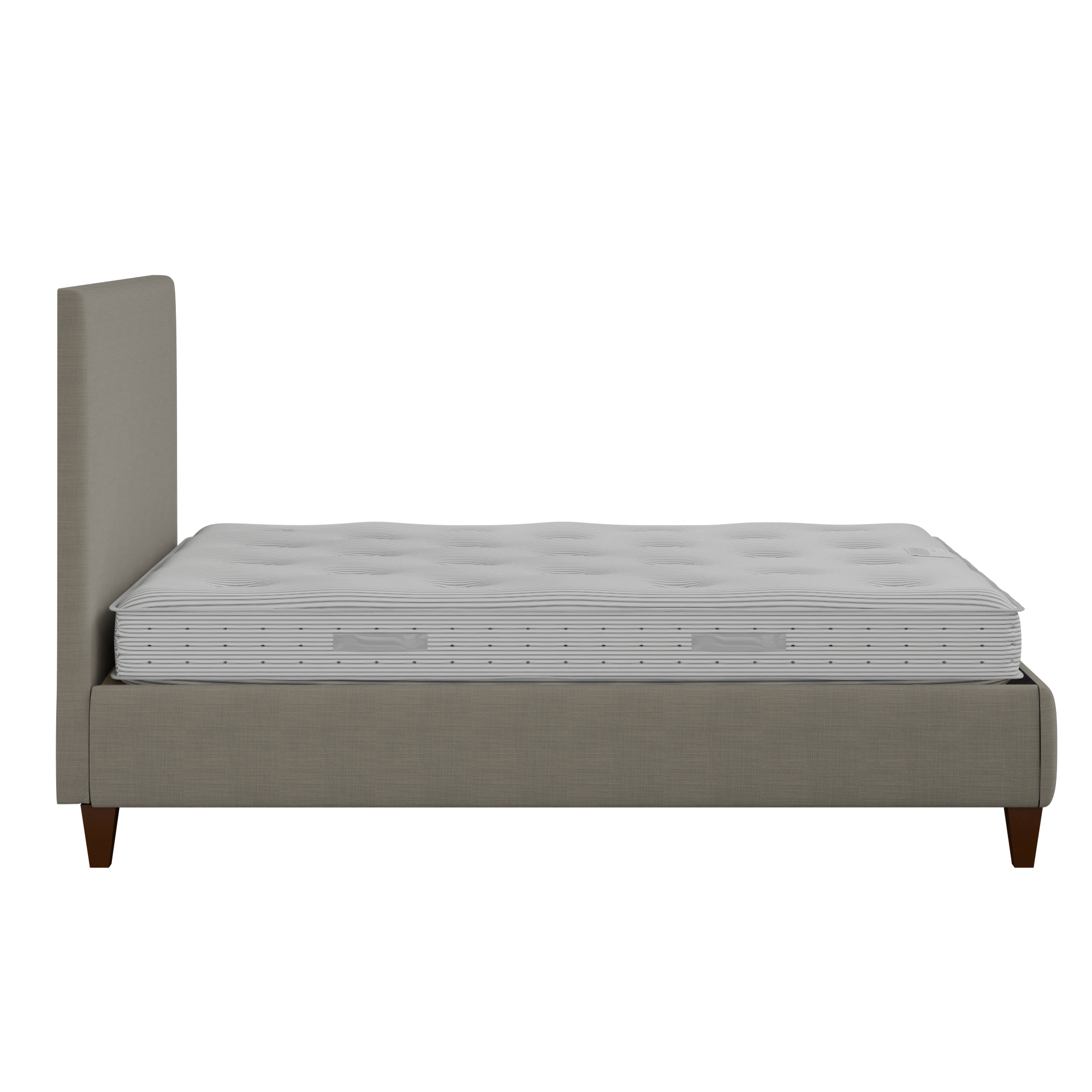 Yushan cama tapizada en tela gris con colchón