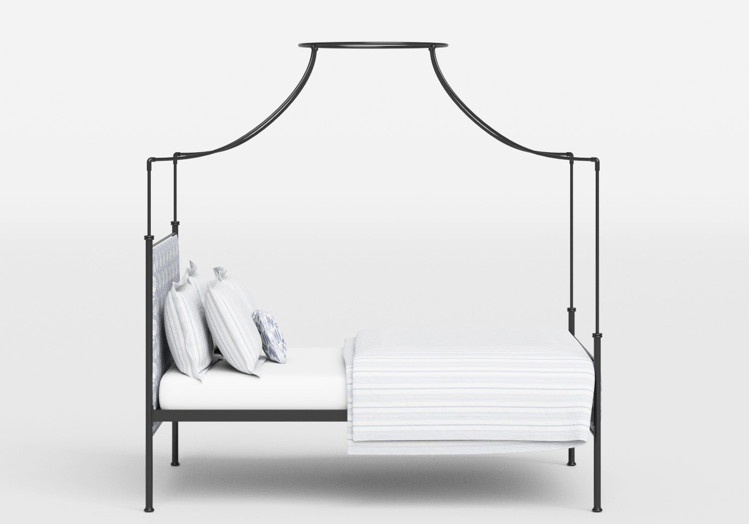 black metal four poster bed super king waterloo wrought ironmetal four poster bed in satin black with fabric upholstered panel iron the original bedstead company uk black metal four poster bed super king waterloo wrought ironmetal four poster bed in satin black with fabric upholstered panel iron the original bedstead company uk