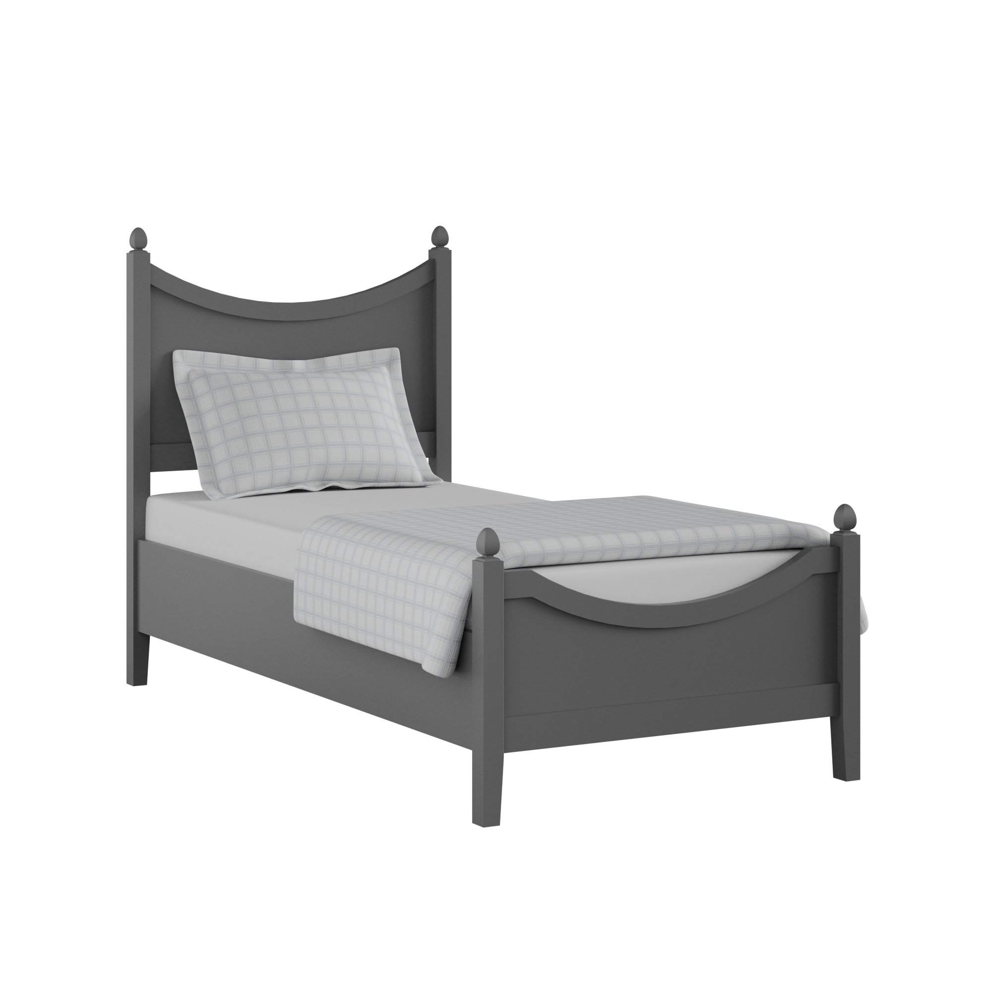 Blake Low Footend Painted single painted wood bed in grey with Juno mattress