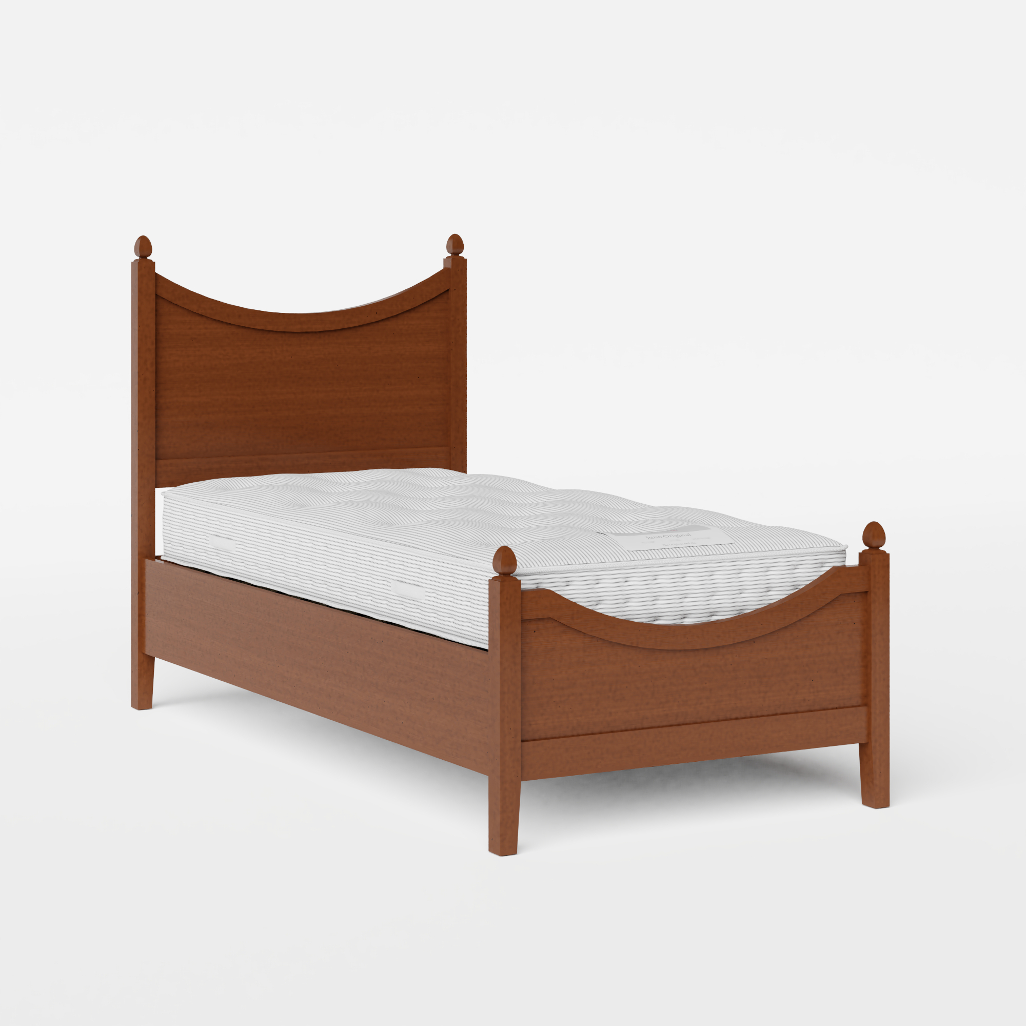 Blake Low Footend single wood bed in dark cherry with Juno mattress