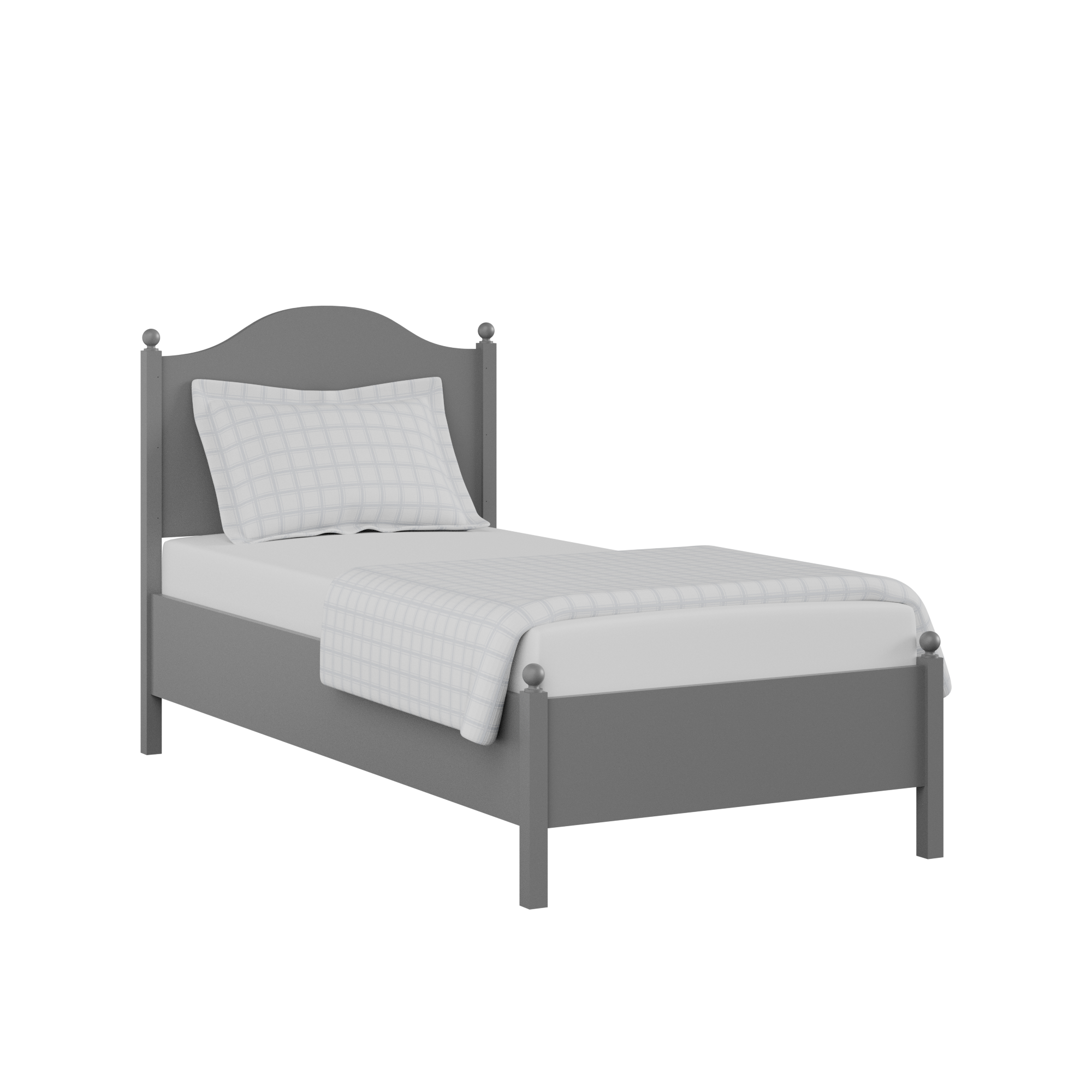 Brady Painted single painted wood bed in grey with Juno mattress