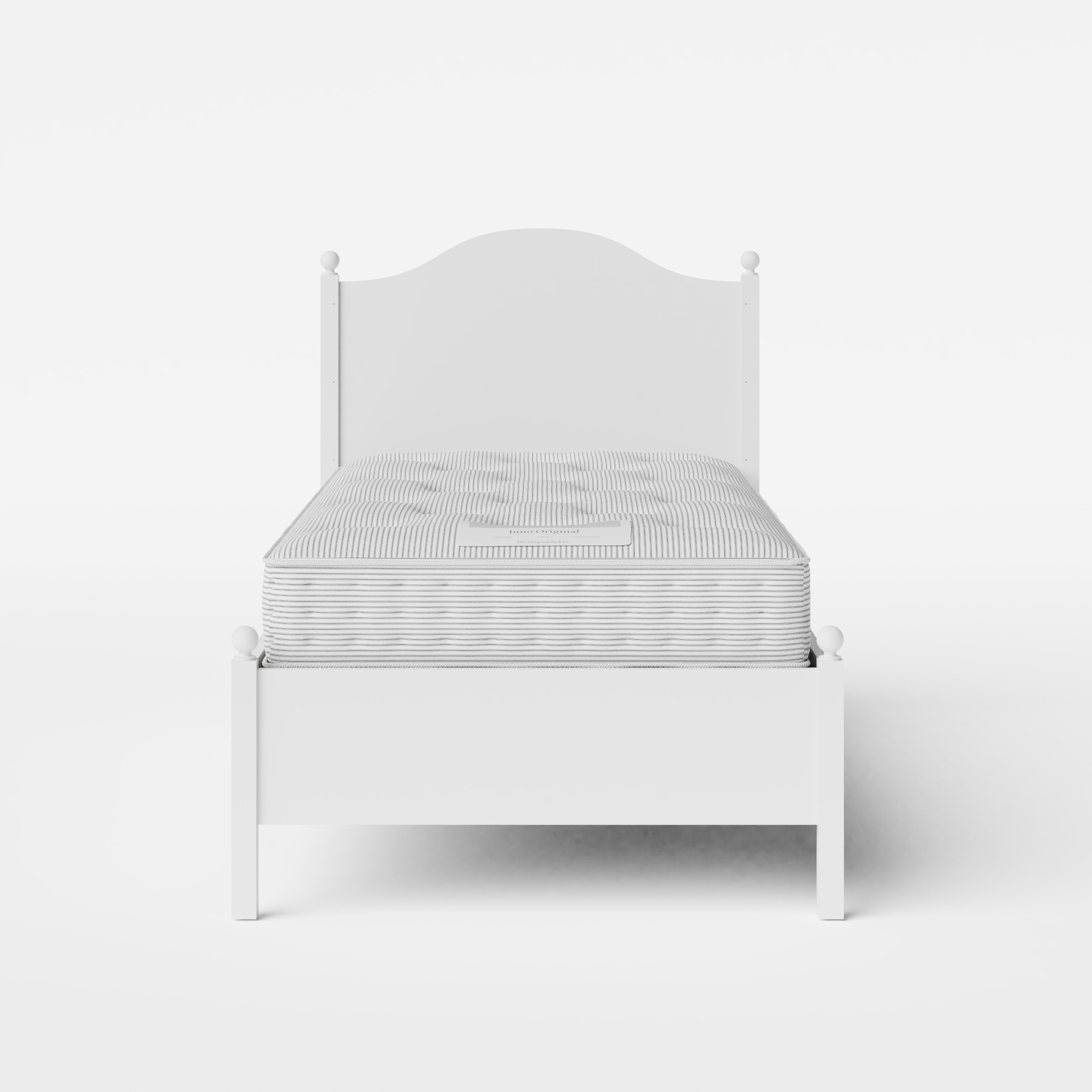 Brady Painted single painted wood bed in white with Juno mattress