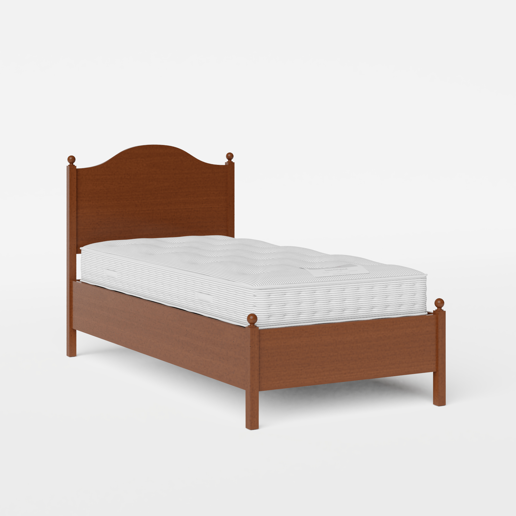 Brady single wood bed in dark cherry with Juno mattress