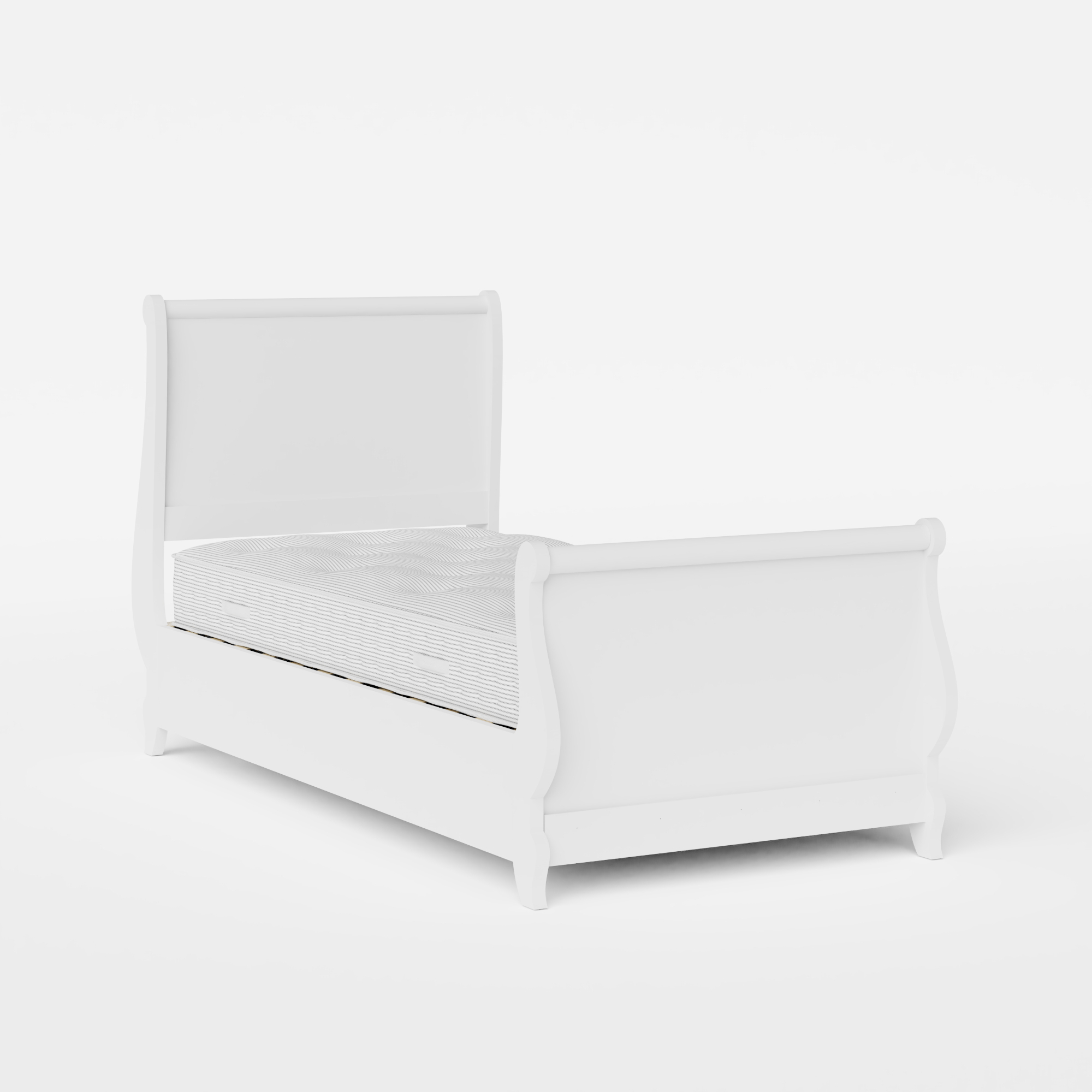 Elliot Painted single painted wood bed in white with Juno mattress