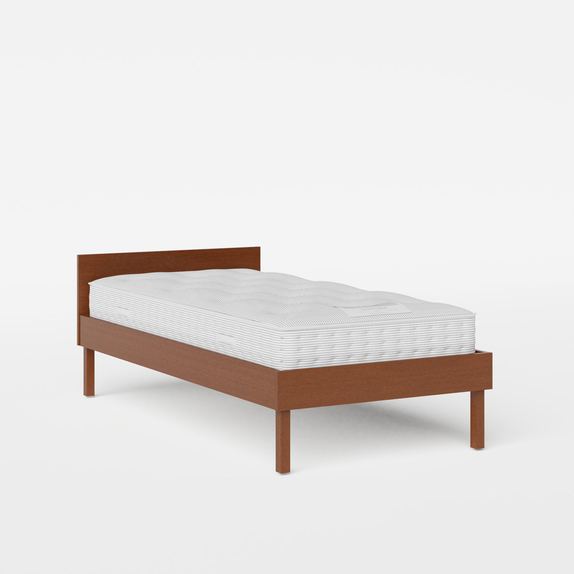 Fuji single wood bed in dark cherry with Juno mattress