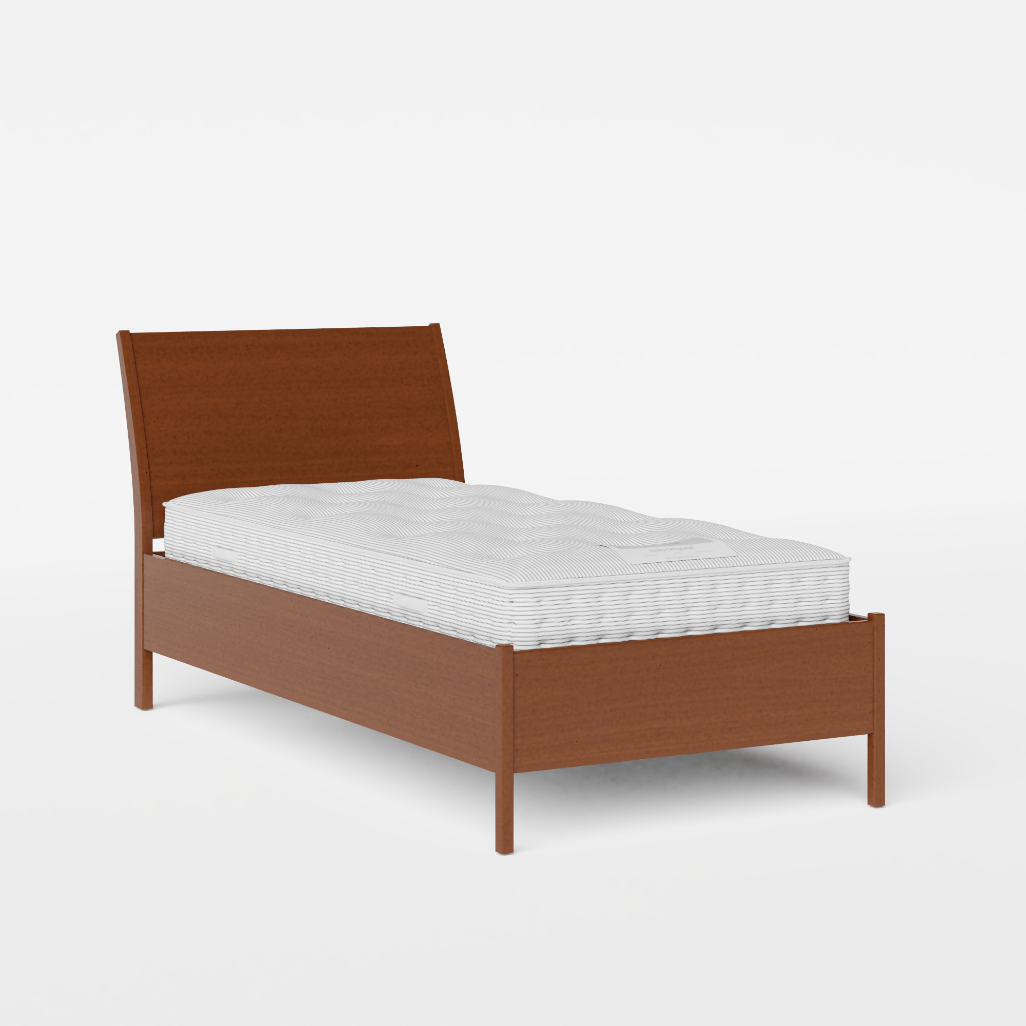 Hunt single wood bed in dark cherry with Juno mattress