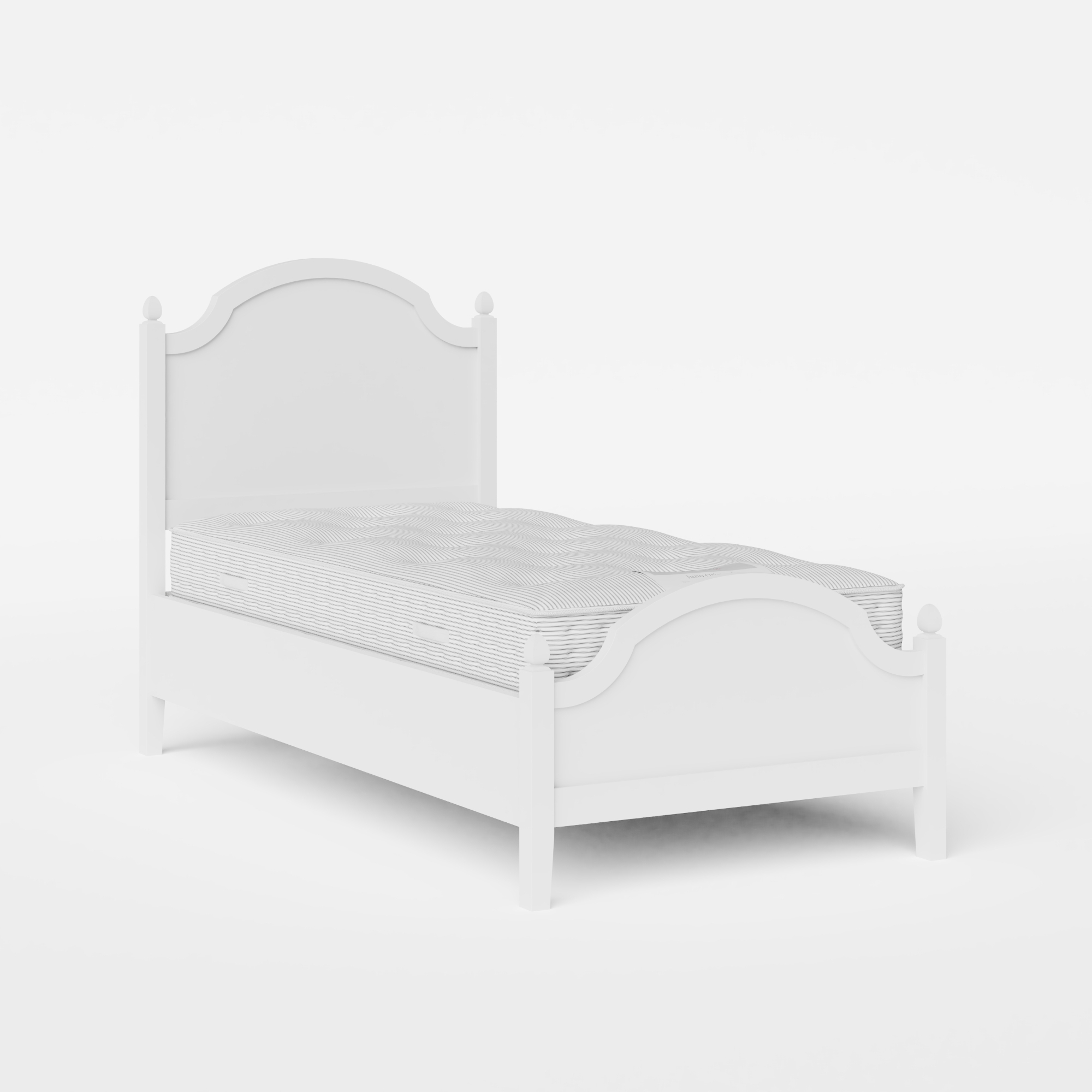 Kipling Low Footend Painted single painted wood bed in white with Juno mattress
