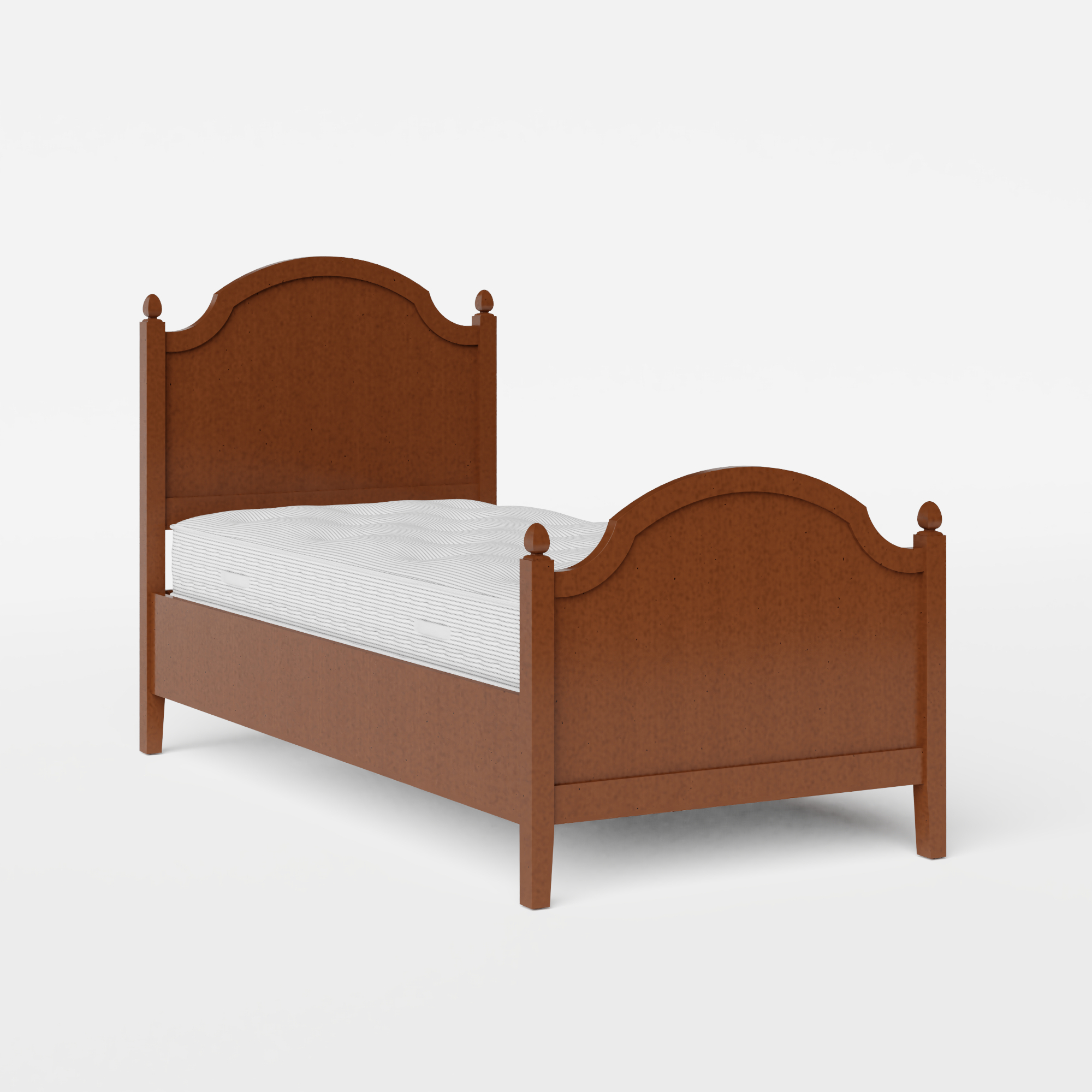 Kipling single wood bed in dark cherry with Juno mattress