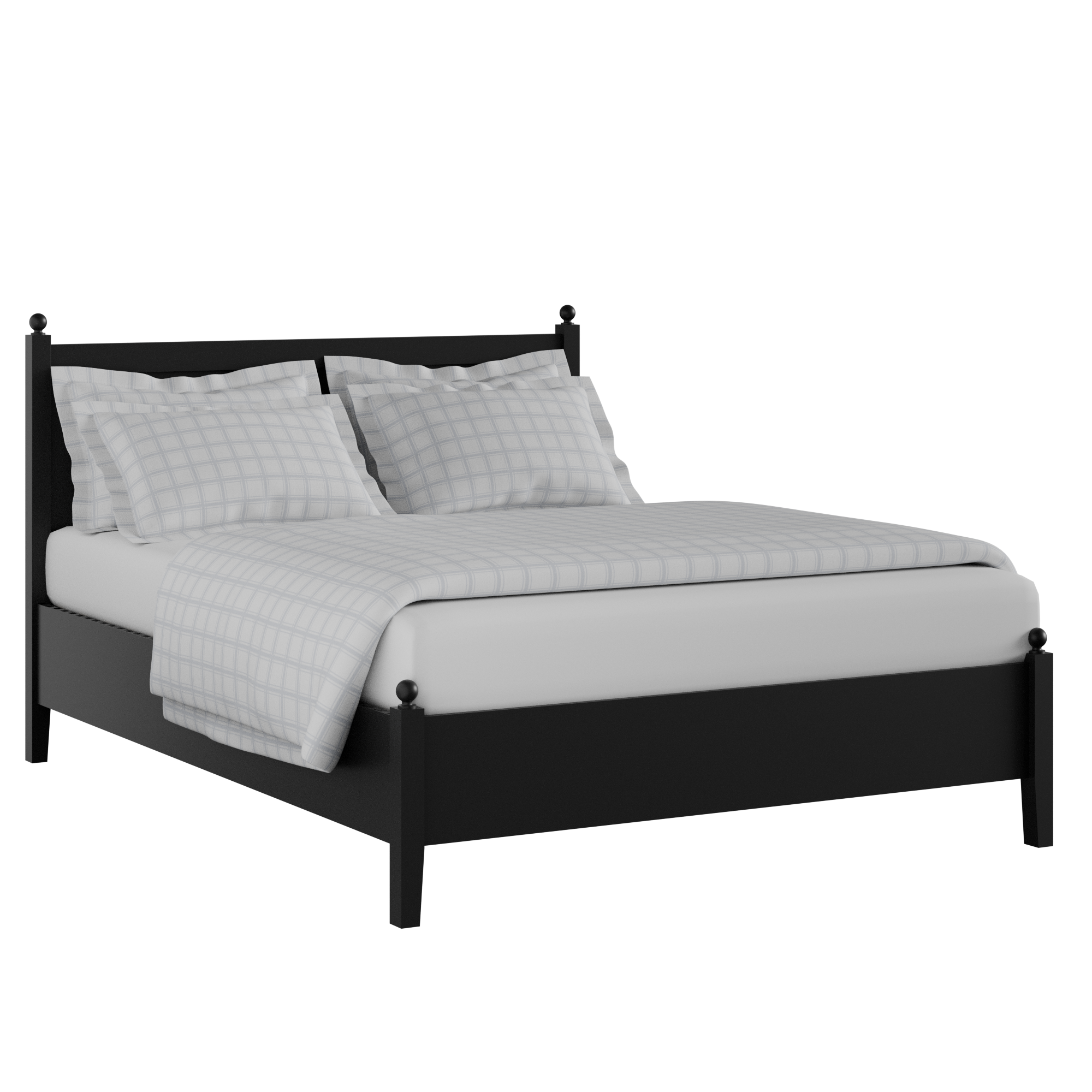 Marbella Low Footend Painted painted wood bed in black with Juno mattress