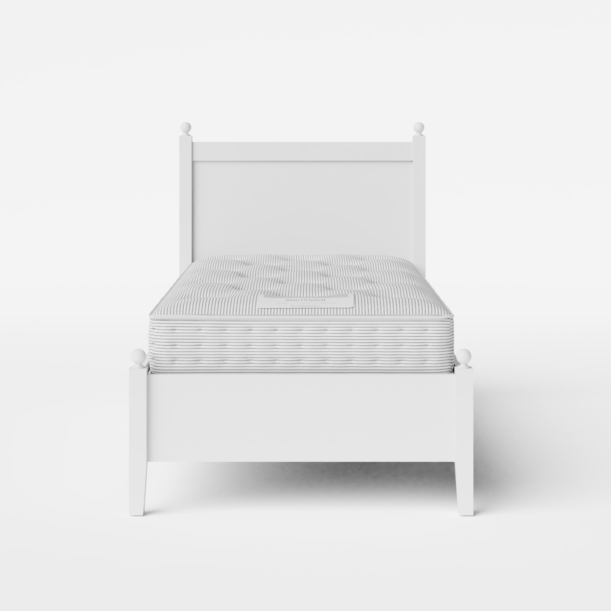 Marbella Low Footend Painted single painted wood bed in white with Juno mattress