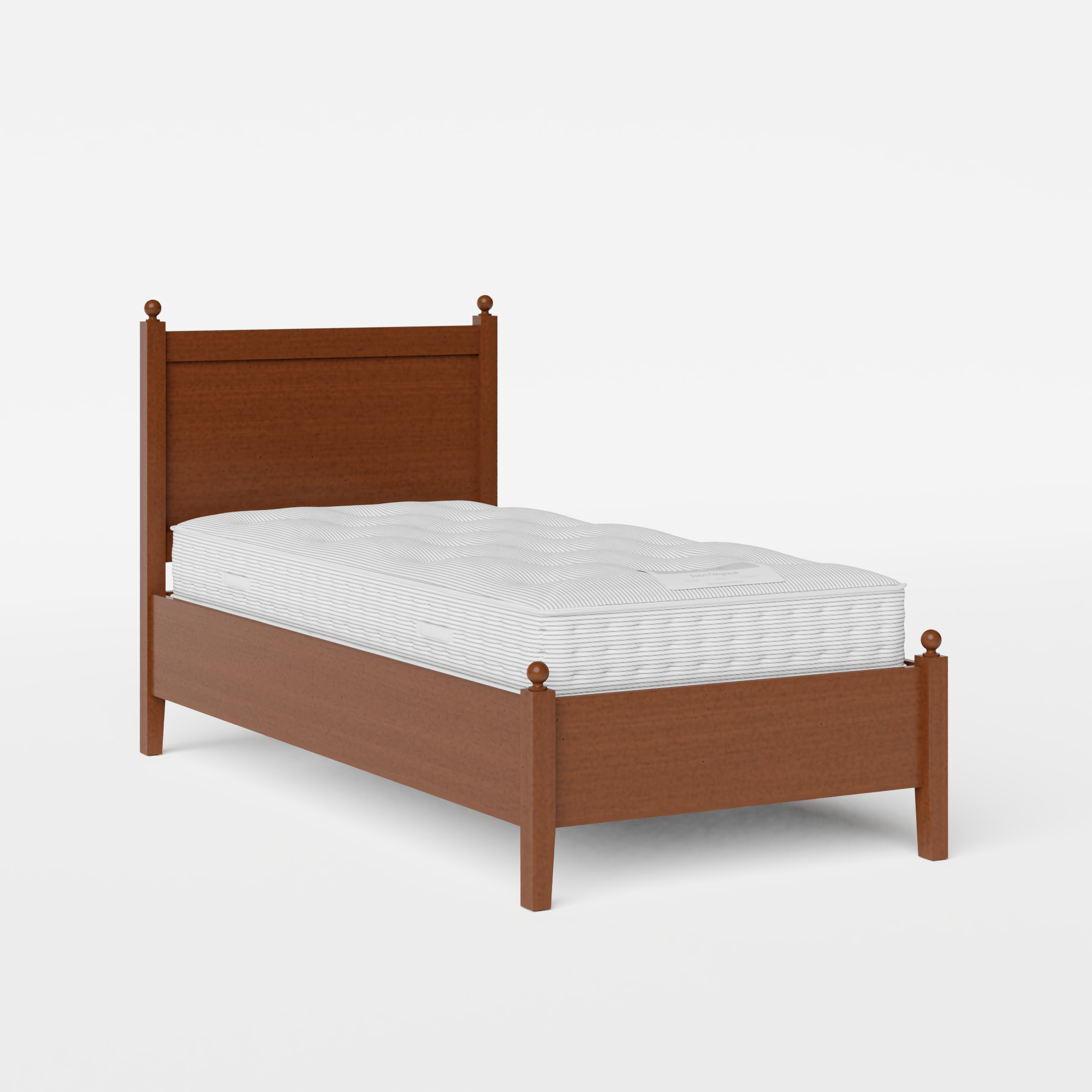Marbella Low Footend single wood bed in dark cherry with Juno mattress