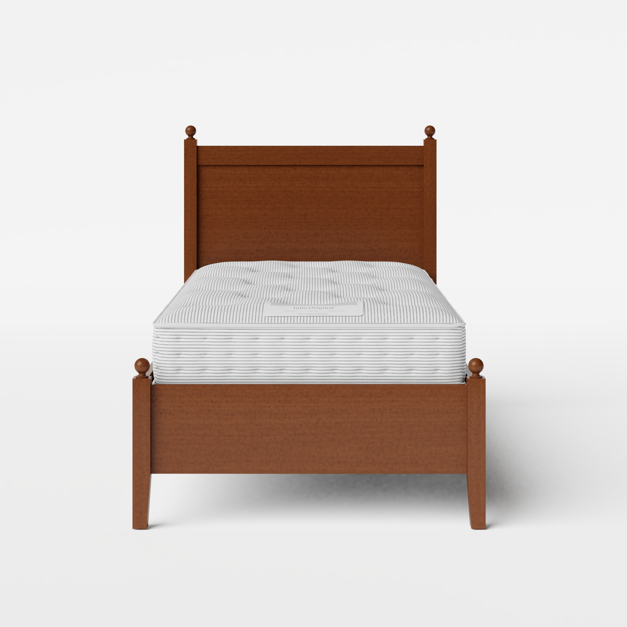 Marbella Low Footend single wood bed in dark cherry with Juno mattress