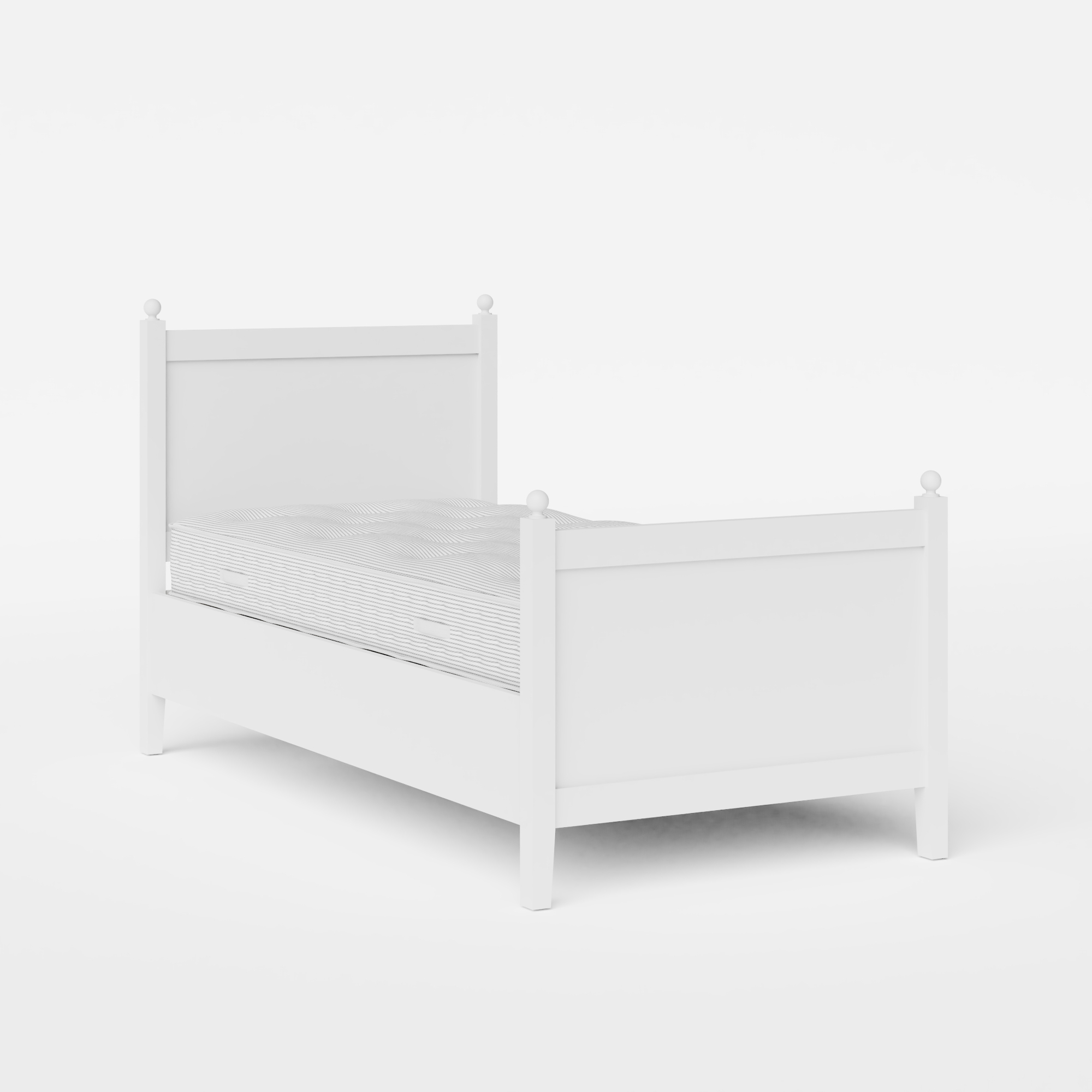 Marbella Painted single painted wood bed in white with Juno mattress
