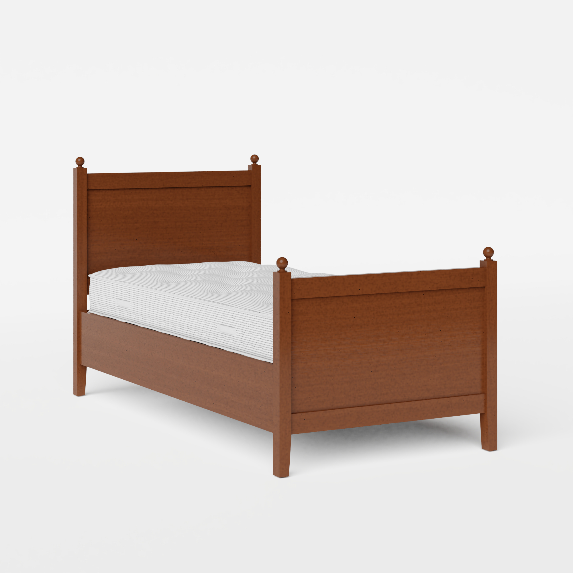Marbella single wood bed in dark cherry with Juno mattress