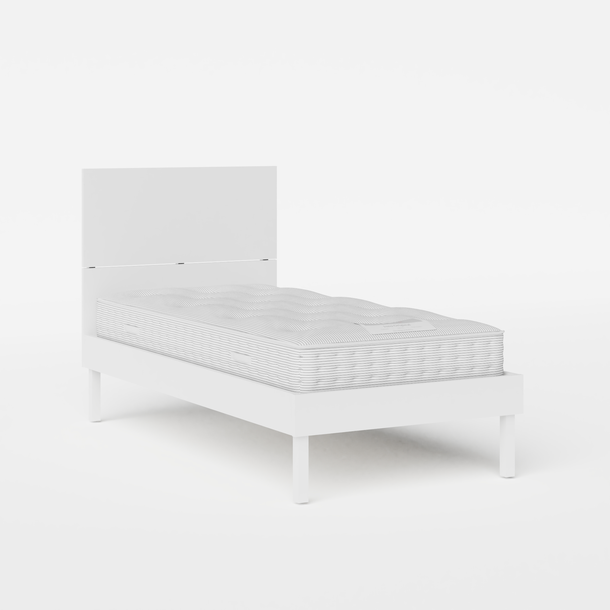Misaki Painted single painted wood bed in white with Juno mattress