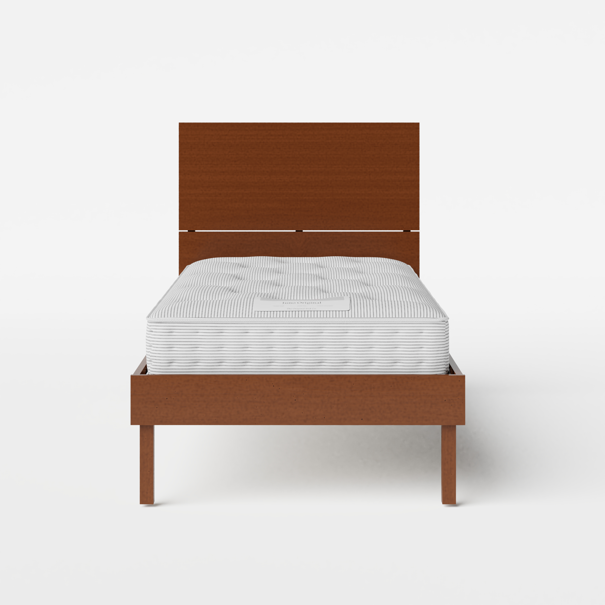 Misaki single wood bed in dark cherry with Juno mattress