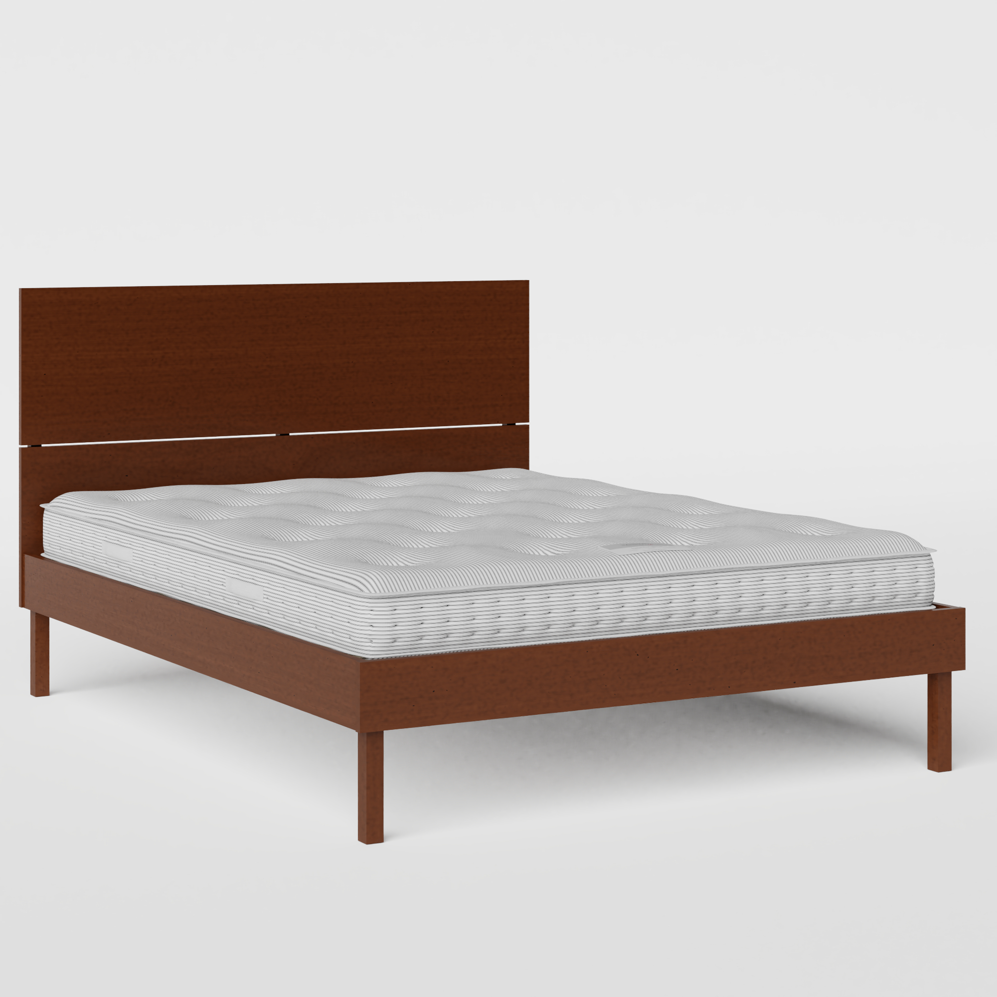 Misaki wood bed in dark cherry with Juno mattress