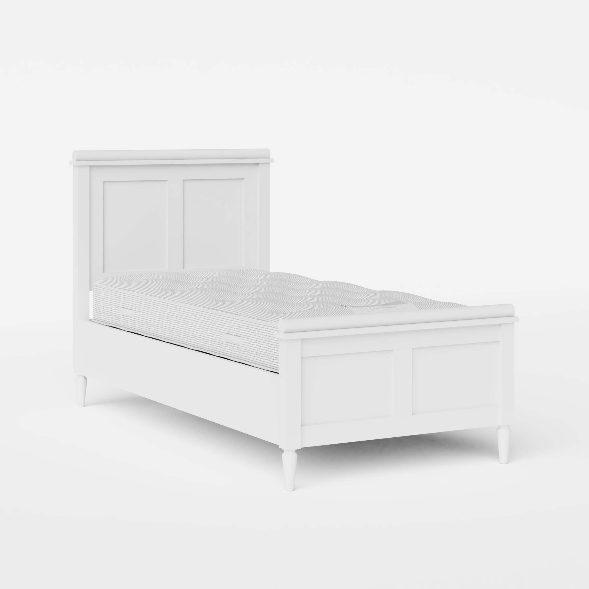 Nocturne Painted cama individual de madera pintada en blanco con colchón