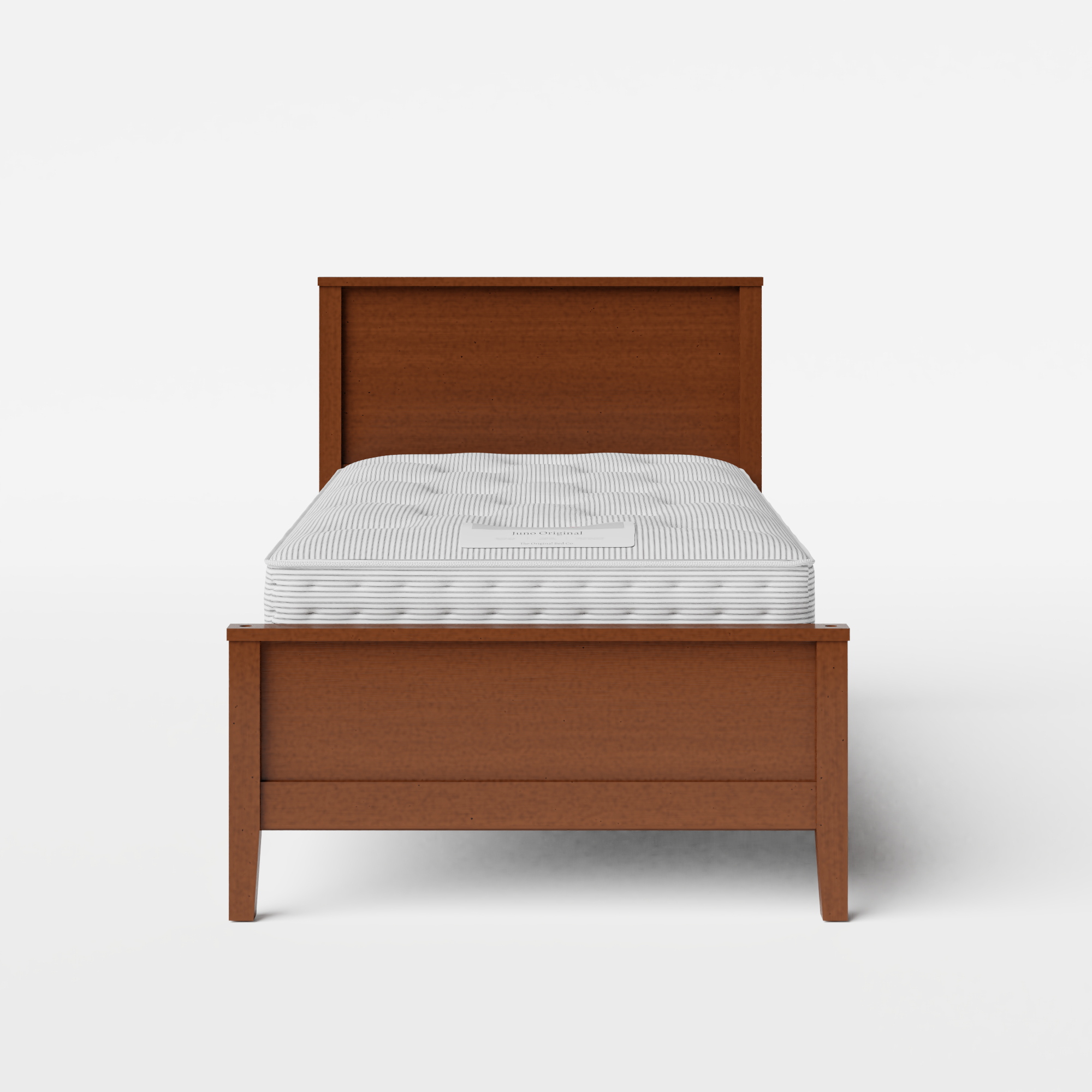 Ramsay single wood bed in dark cherry with Juno mattress