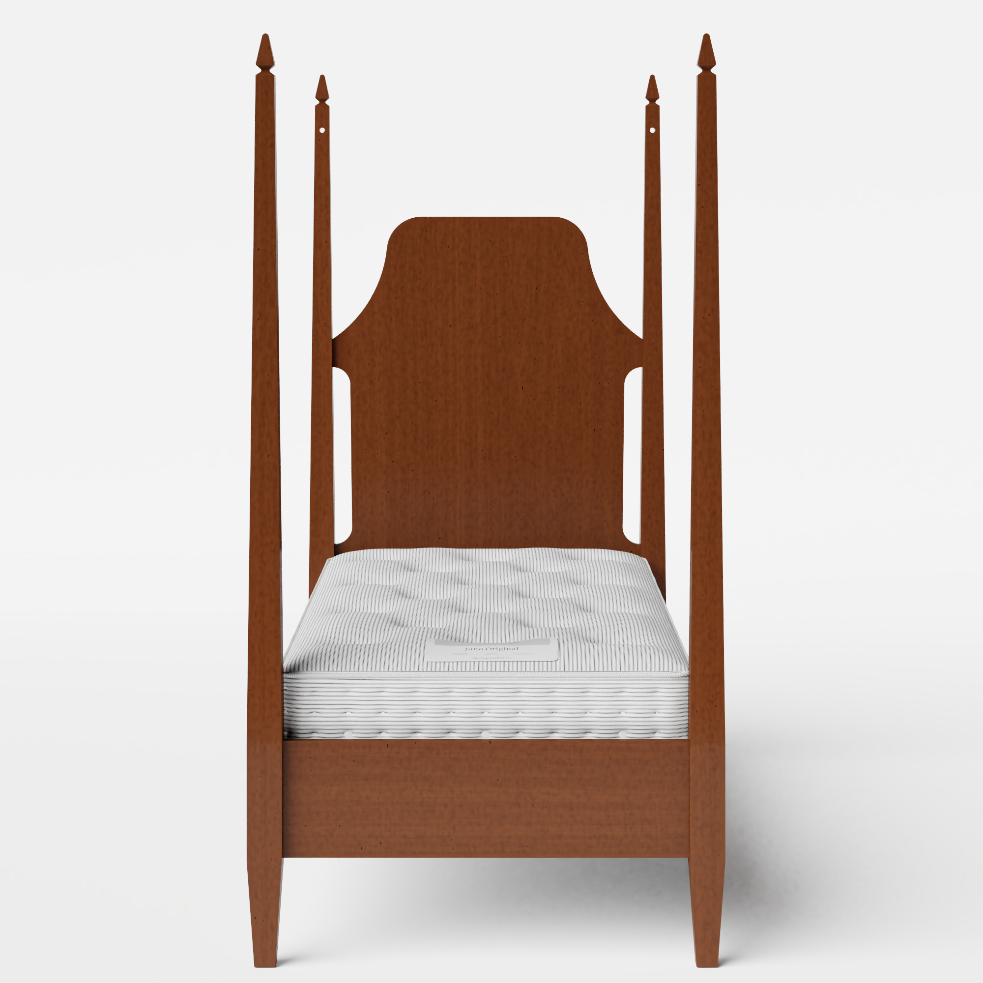 Turner single wood bed in dark cherry with Juno mattress