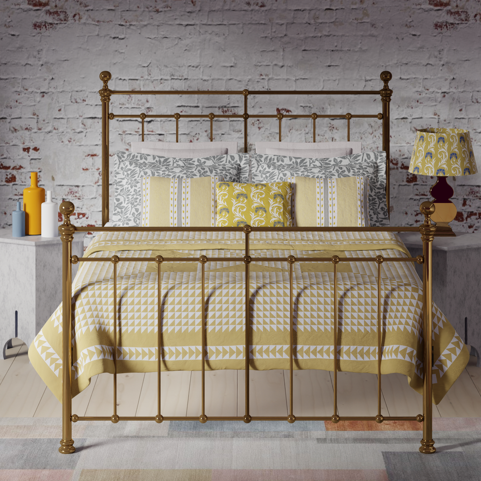 Blyth brass bed - Image white and gold bedroom