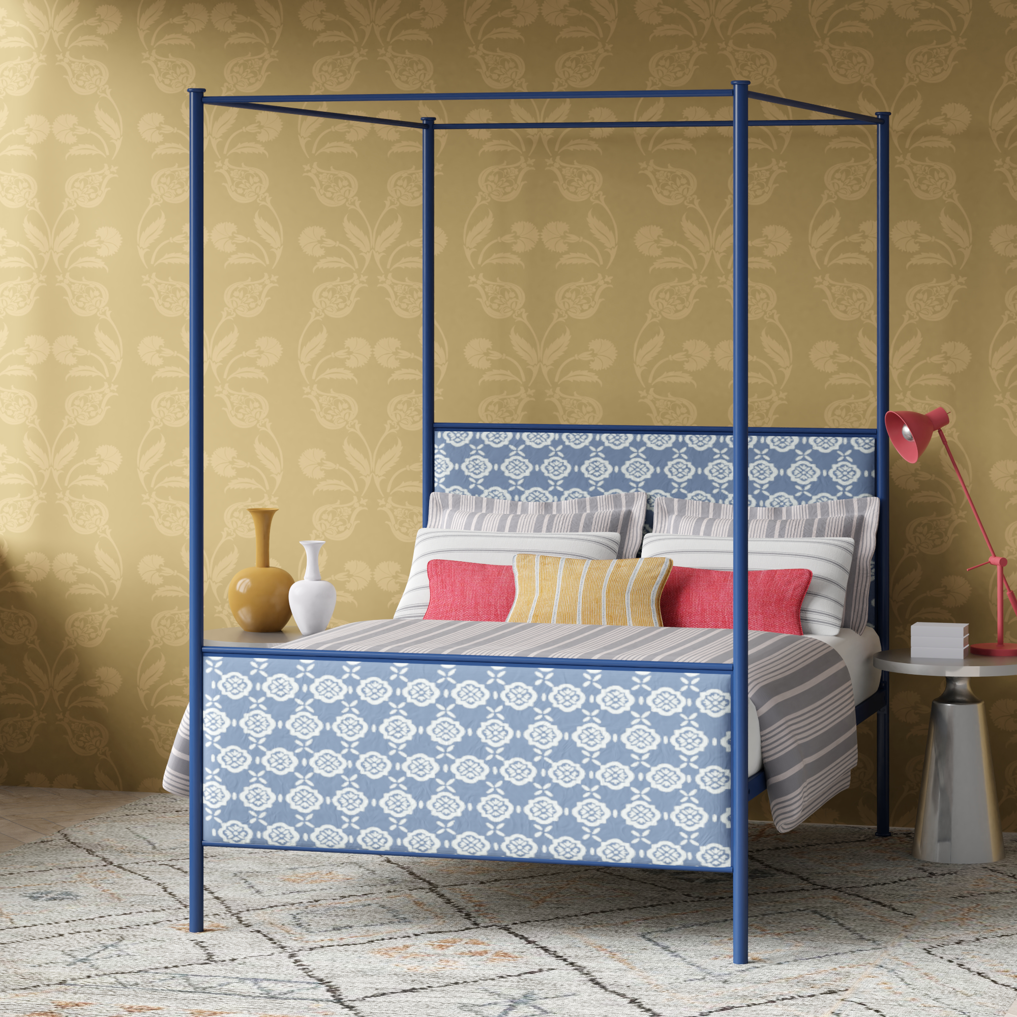Reims metal bed - Image blue yellow