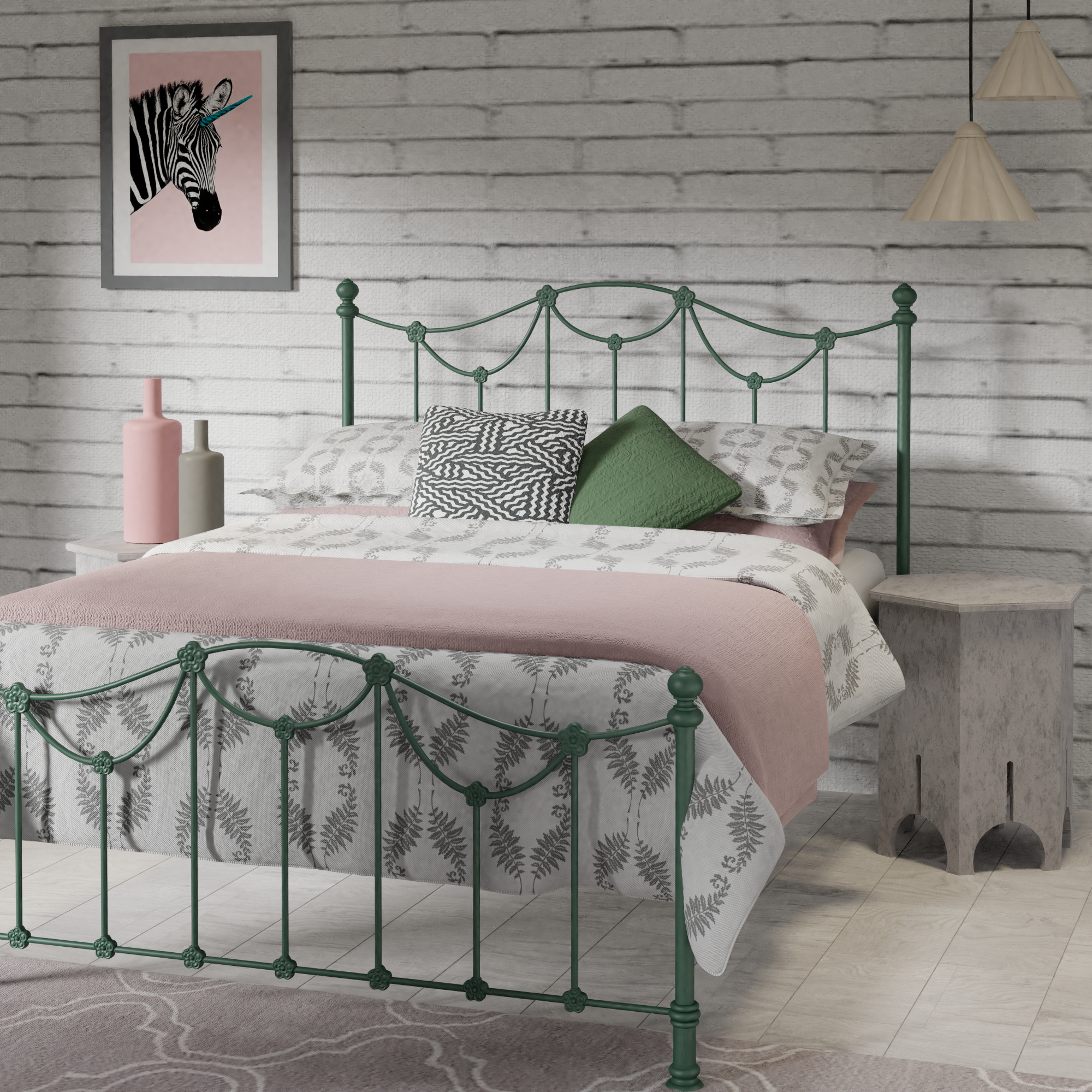 Carie iron bed - Image emerald green