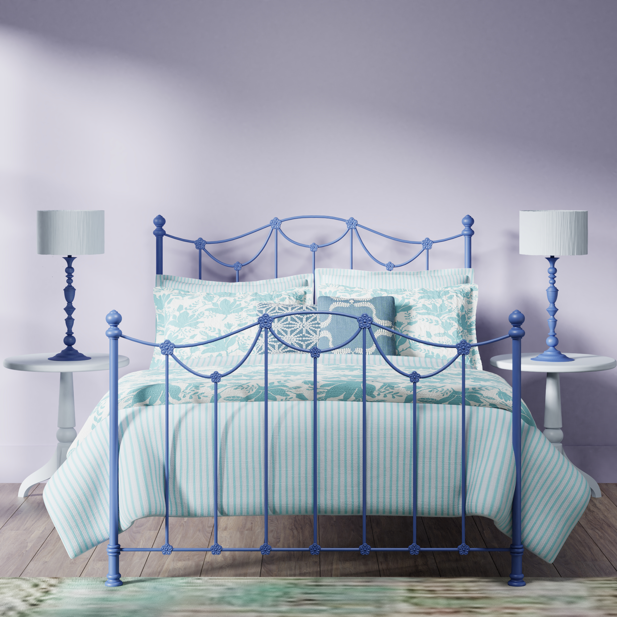 Blue iron bed deals