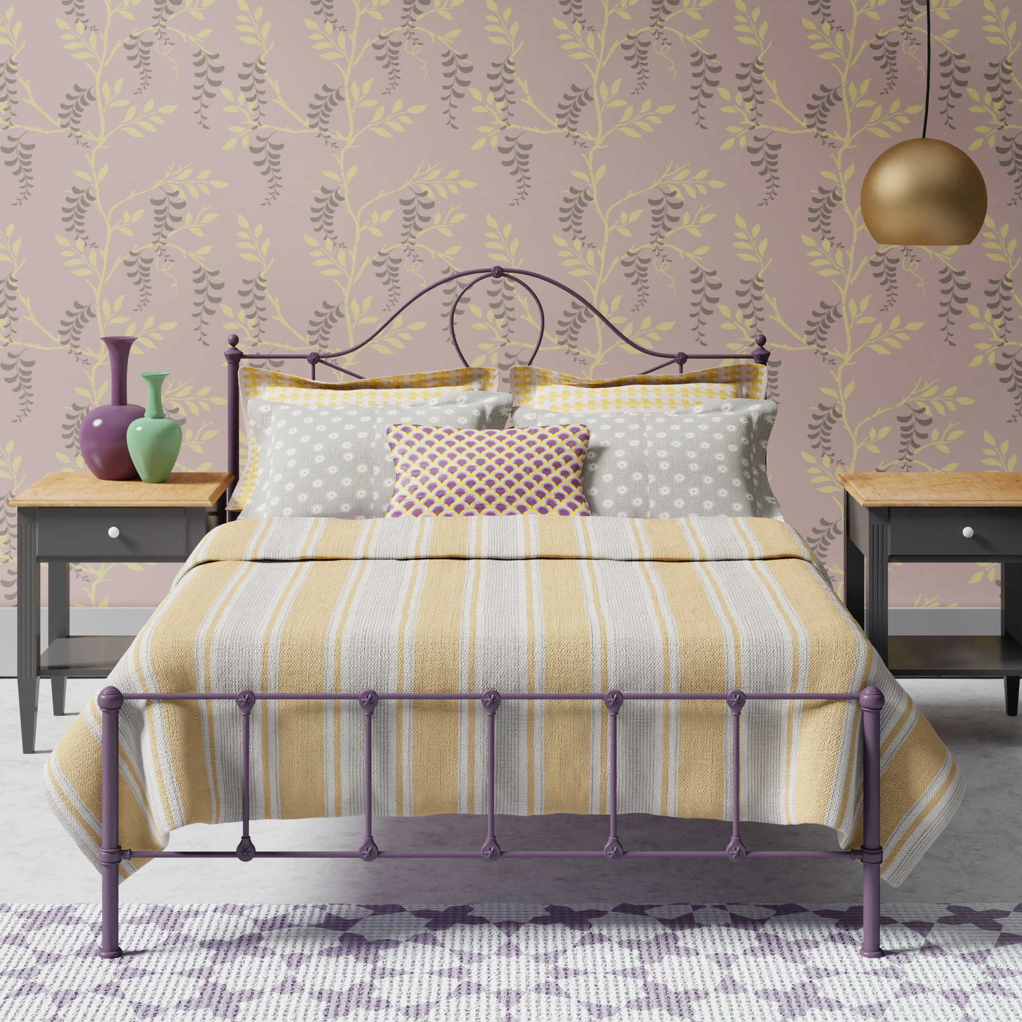 Athena iron bed frame - Lilac bedroom