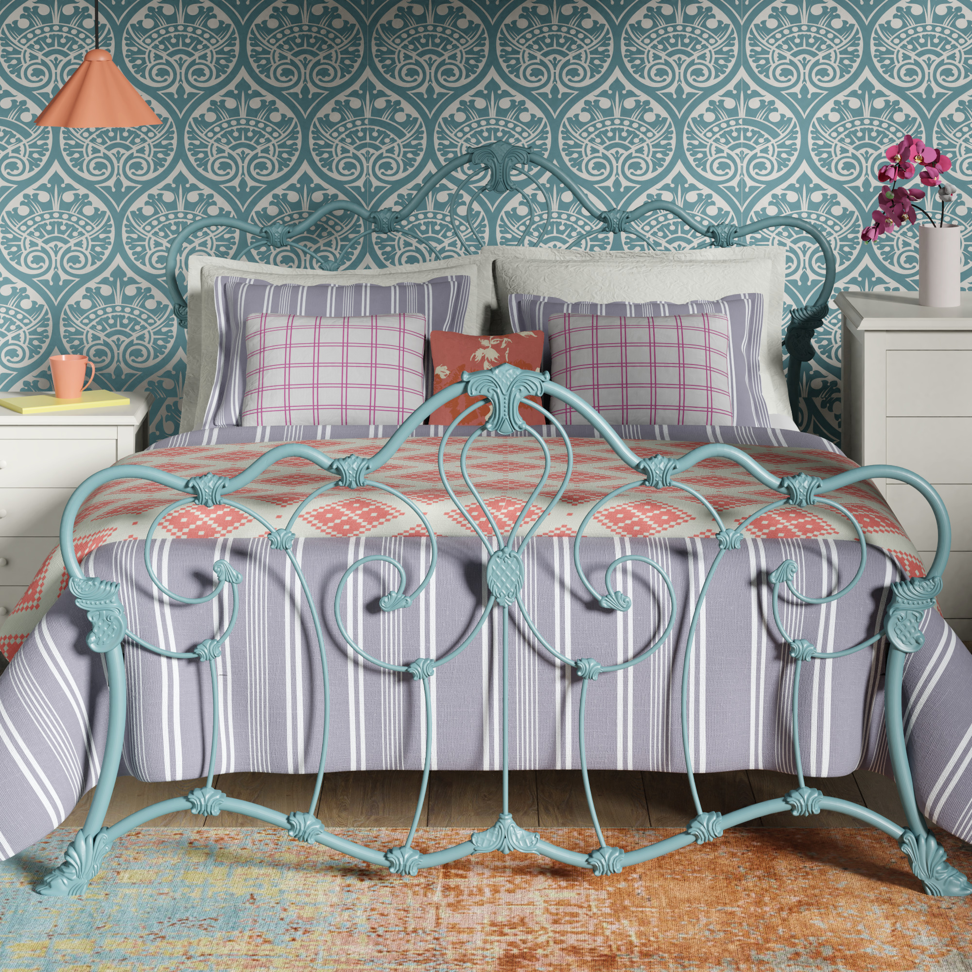 Athalone iron bed frame - Image teal