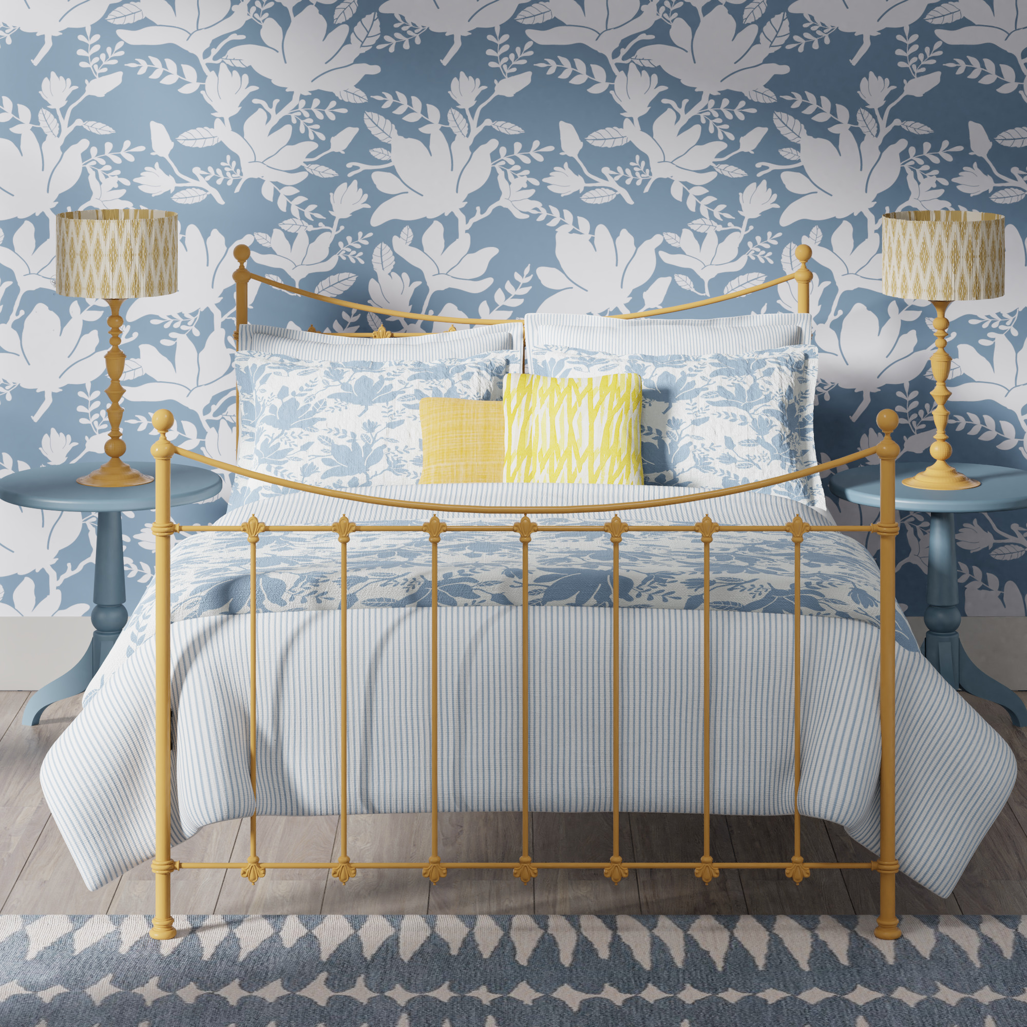 Chatsworth iron bed - Blue and orange bedroom