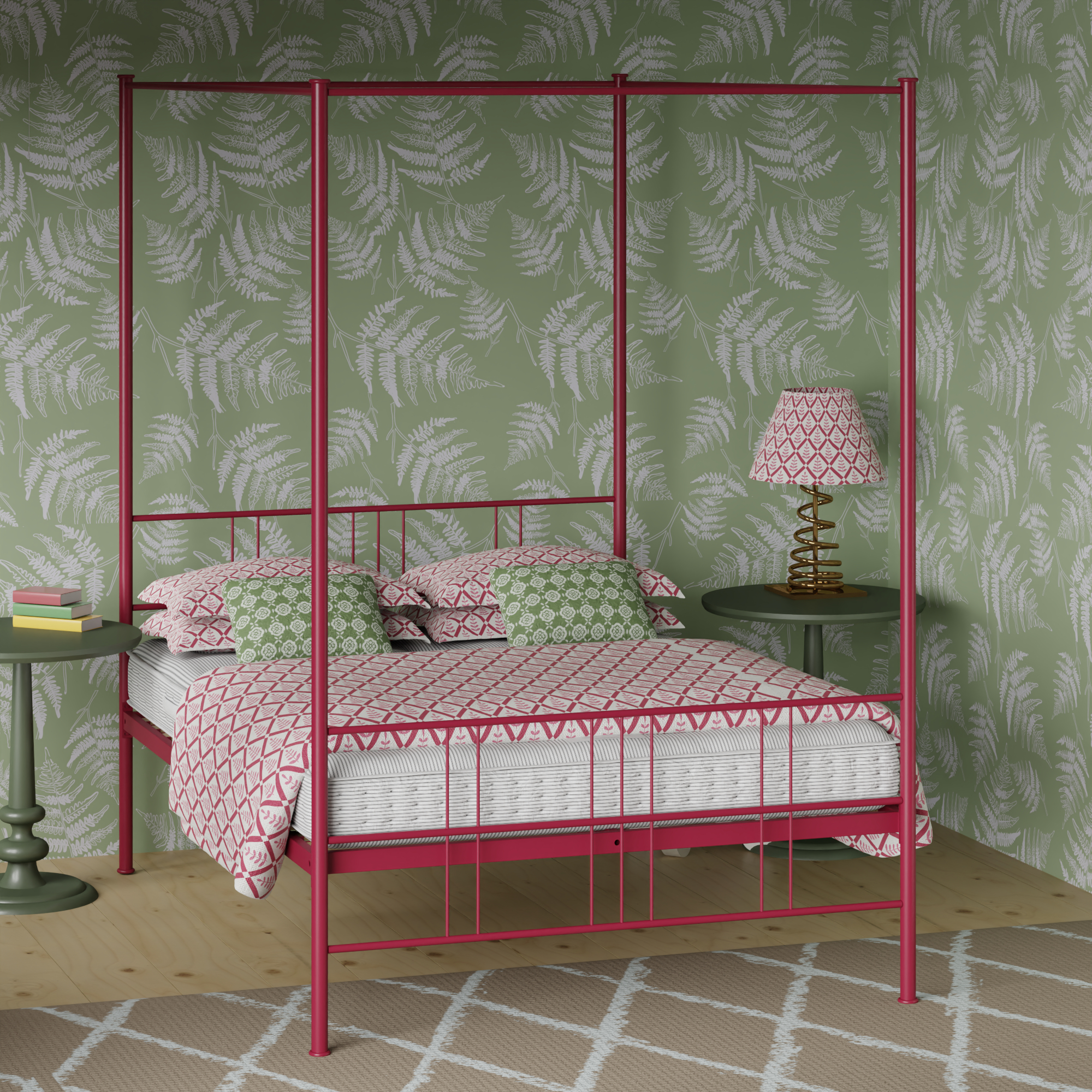 Toulon iron bed - Image pink and green
