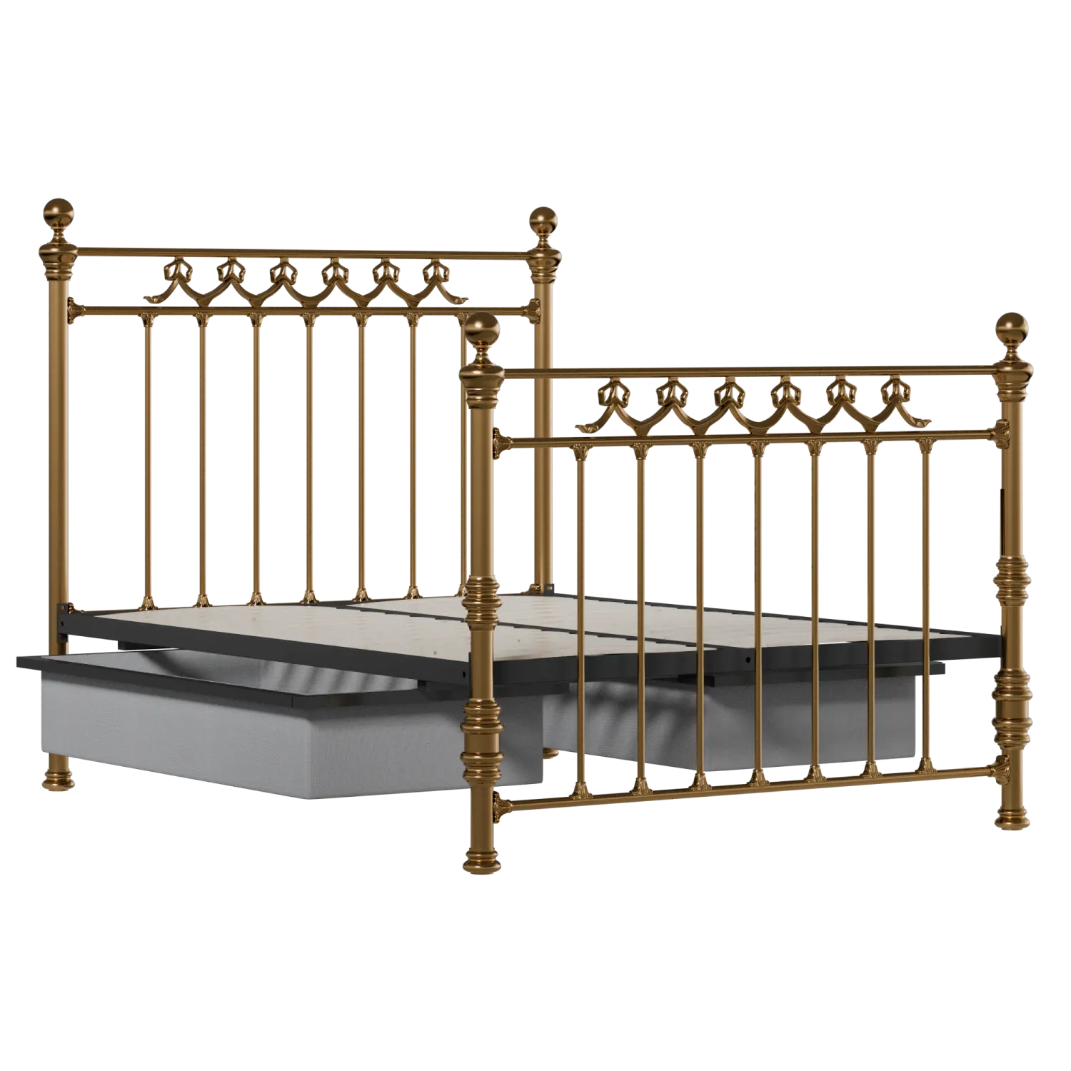Braemore brass bed with drawers