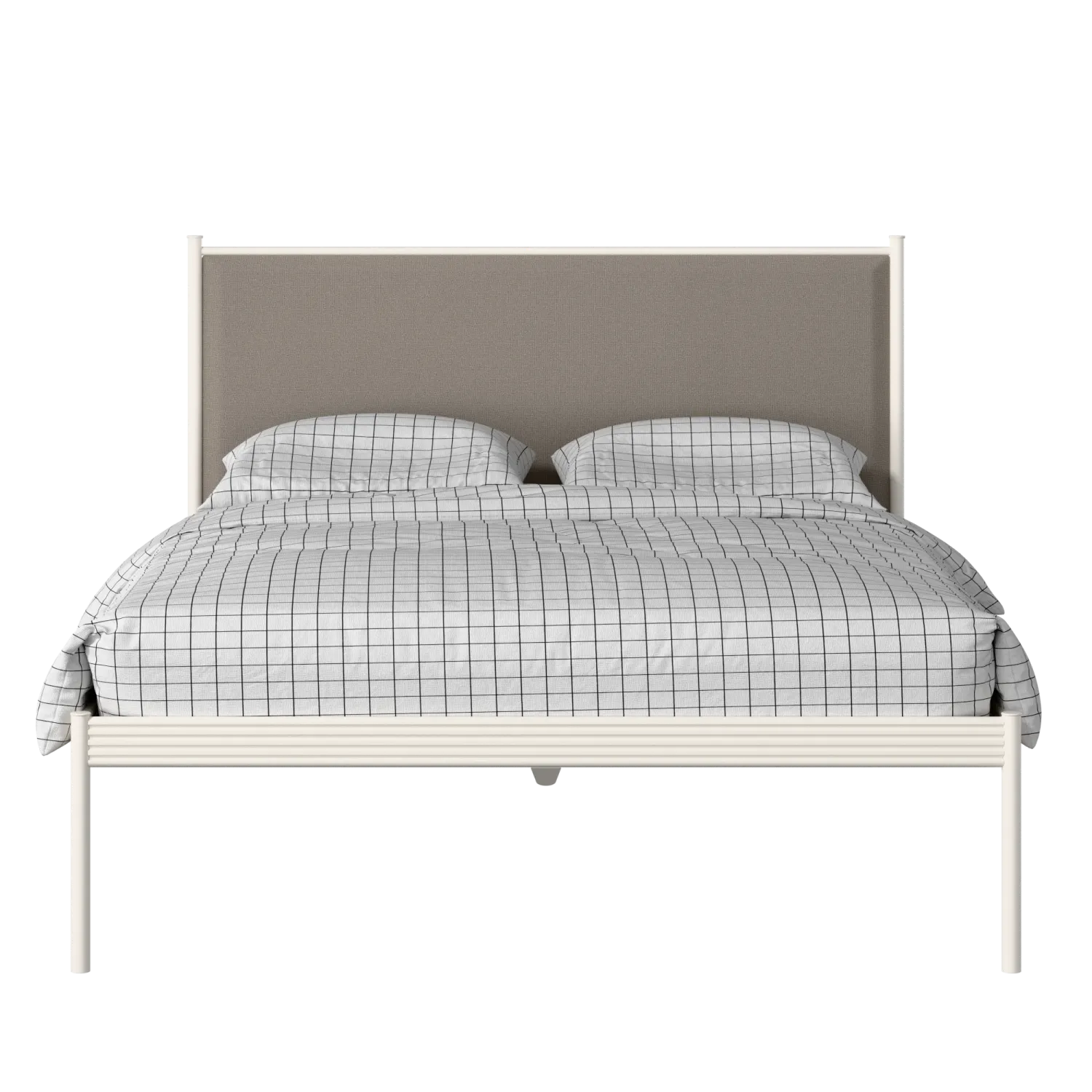 Evelyn iron/metal bed in ivory with storm grey fabric