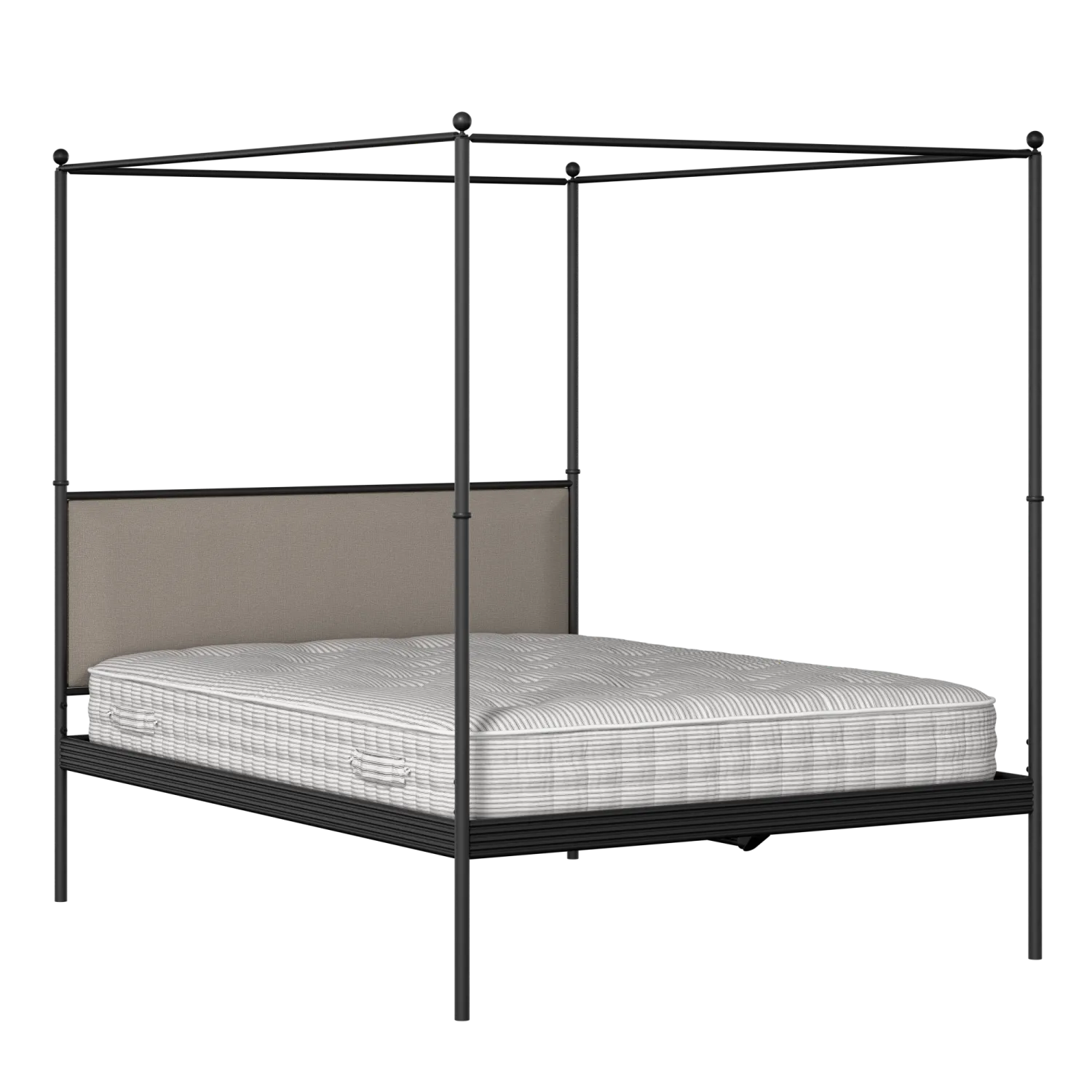 Vernon iron/metal bed in black with storm grey fabric