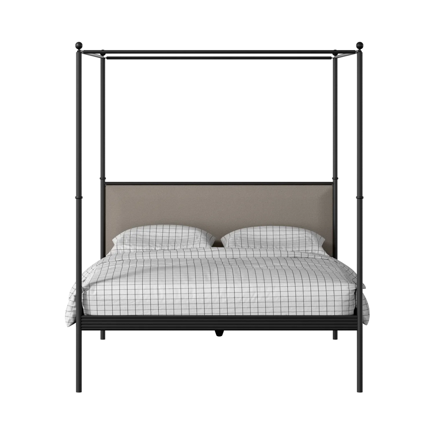 Vernon iron/metal bed in black with storm grey fabric