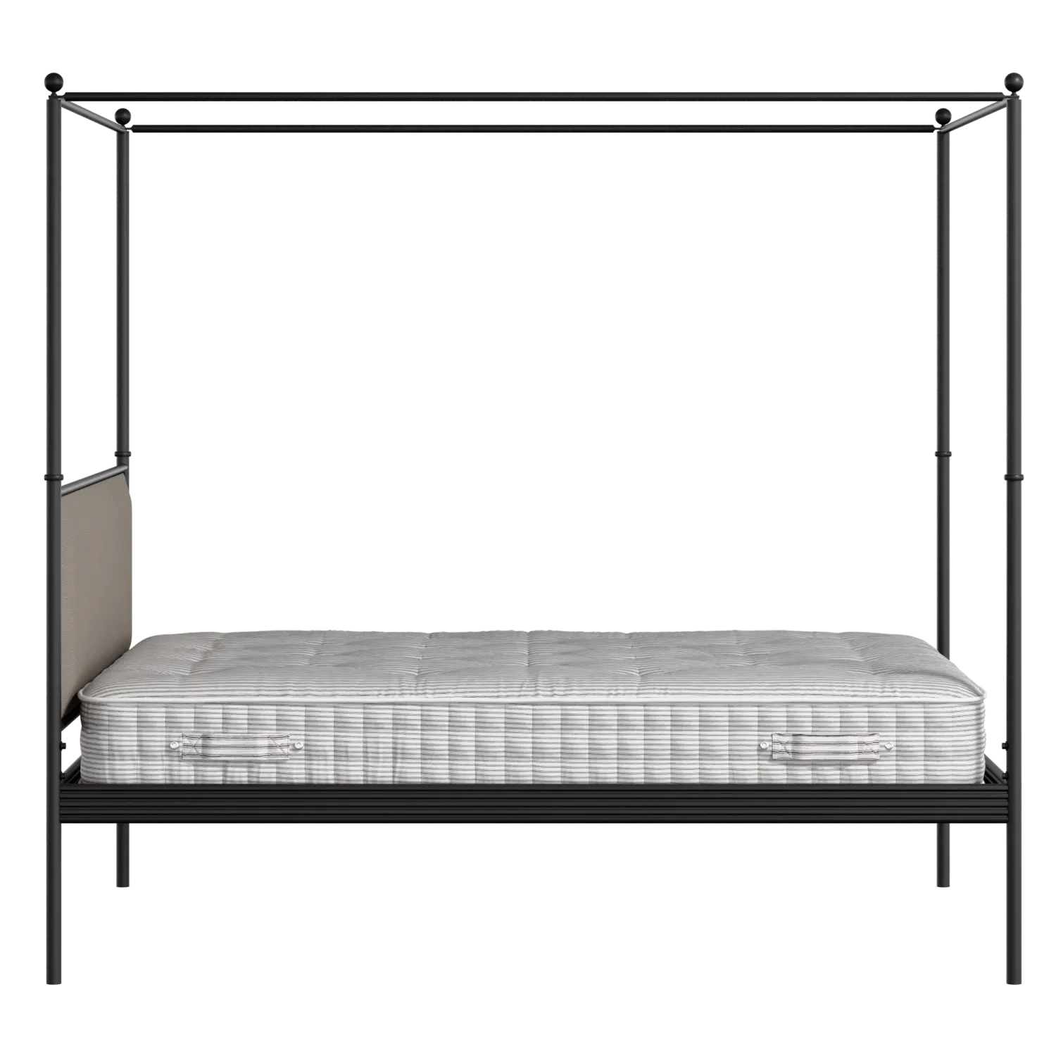 Vernon iron/metal bed in black with storm grey fabric